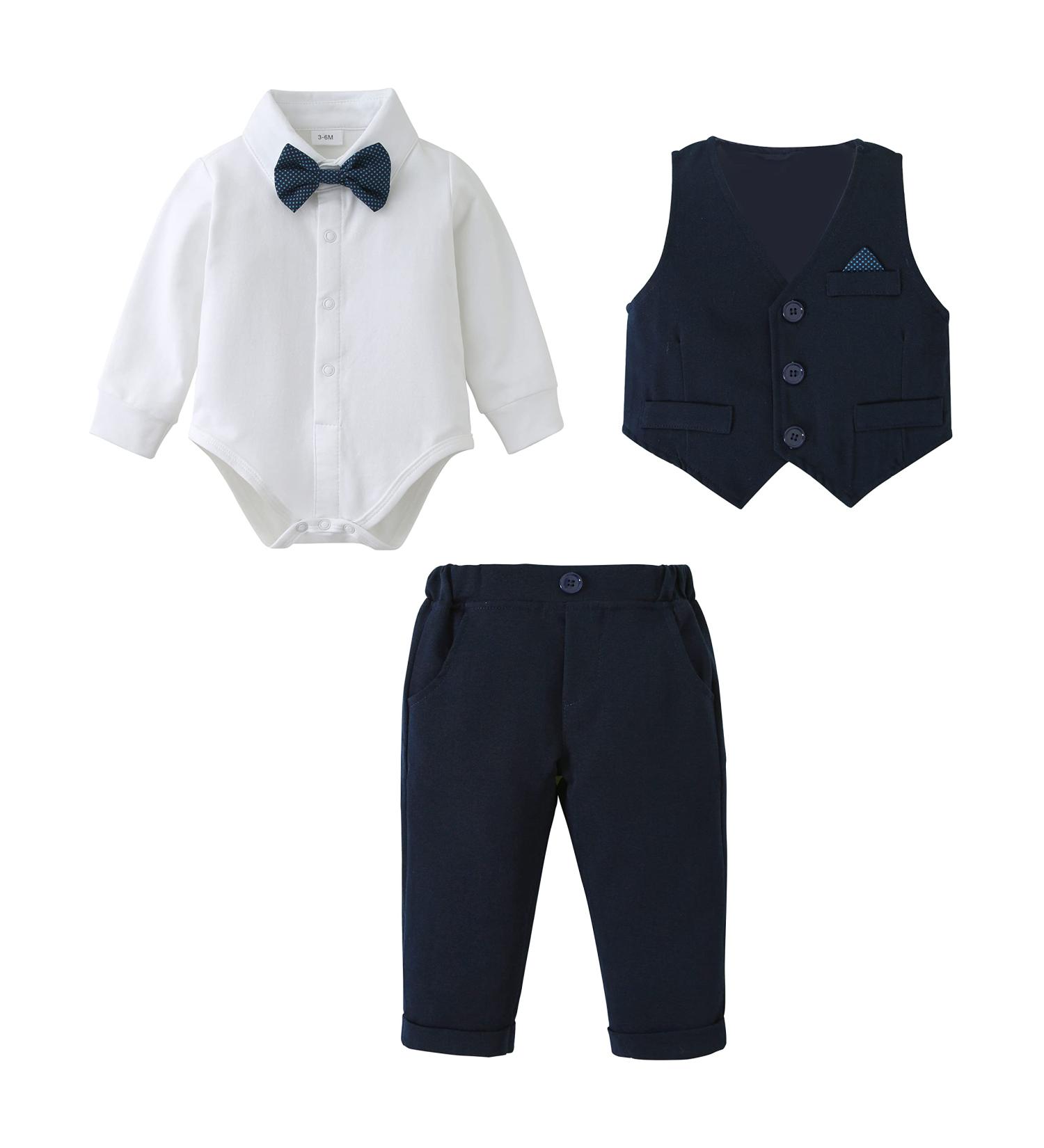 Amissz Baby Boy Formal Tuxedo Clothing Set | 6-9 Months Dark Blue - Buy Online on GoSupps.com