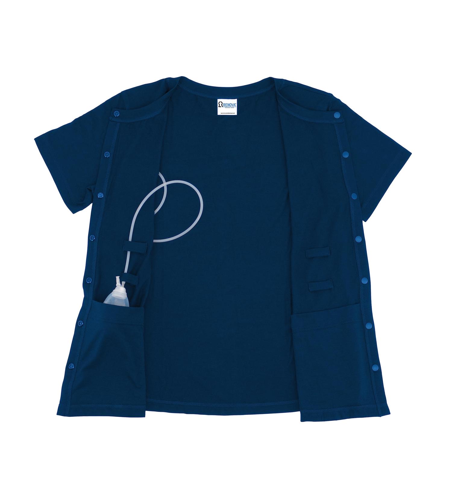 RENOVA MEDICAL WEAR Mastectomy Recovery Shirt - Large Blue with Drain Pockets | Best for Post-Surgery Comfort - Buy Online on GoSupps.com