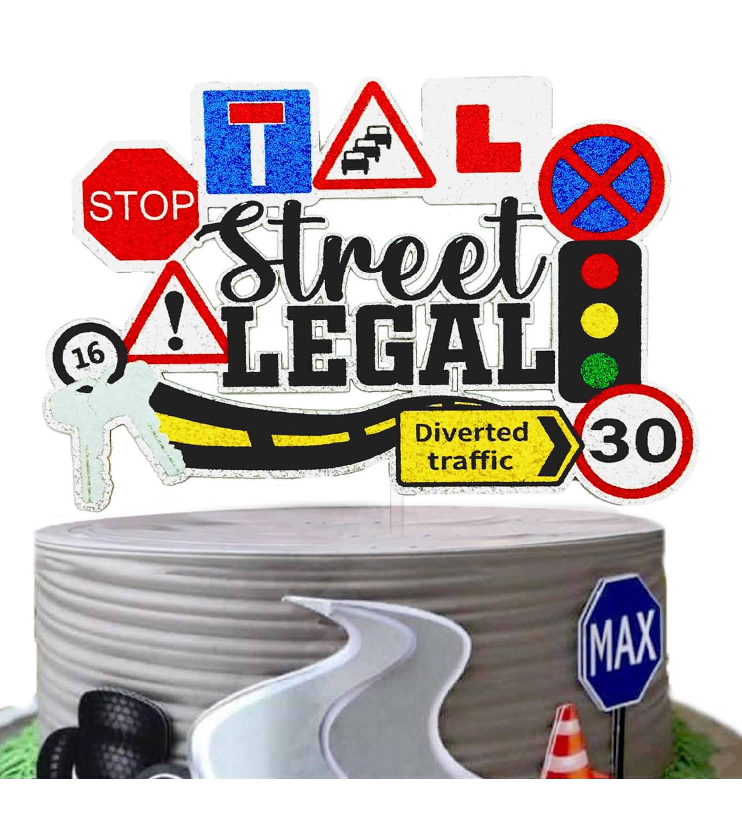 New Driver Cake Topper Street Legal Cake Decor Caution New Driver Party Decoration Learner Driver 16th Birthday Party Supplies Traffic Road Signs Decoration Pass the Driver Test New Driver Favor - Buy Online on GoSupps.com