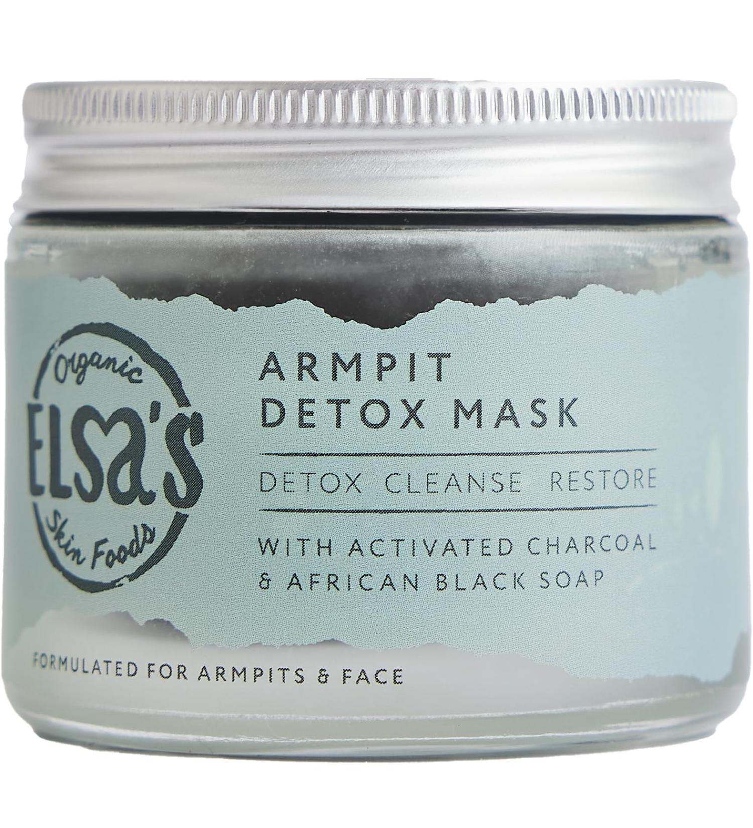 Elsa's Organic Skin Foods - Armpit Detox Mask - Activated Charcoal & African Black Soap - Clears Clogged Pores - Hydration & Moisture Boosting - Antipigmentation - Buy Online on GoSupps.com