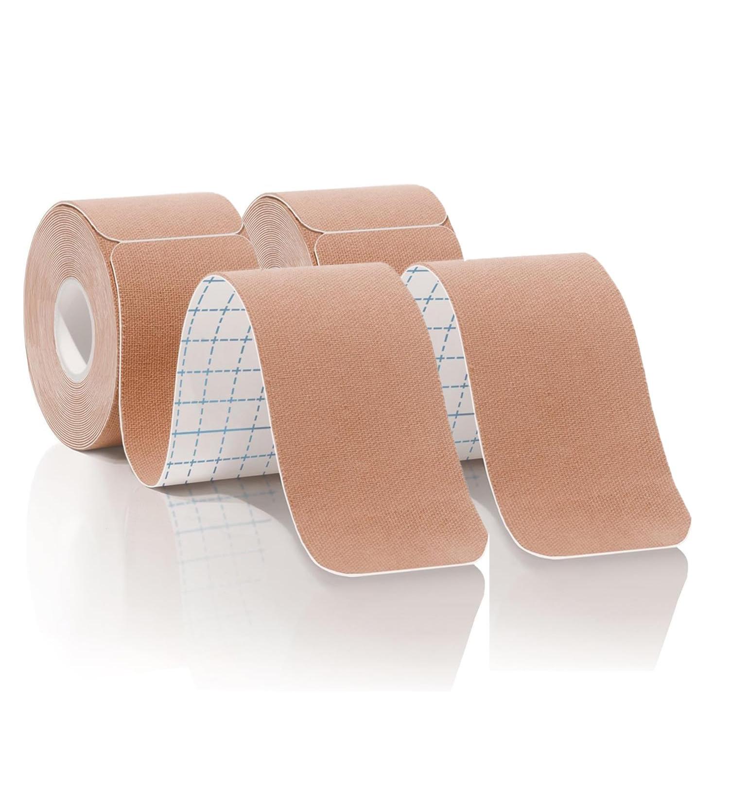 Kinesiology Tape Pro - 2 Rolls Waterproof Latex-Free 40 Precut Strips for Knee Elbow & Shoulder Pain Relief - Nude - Buy Online on GoSupps.com