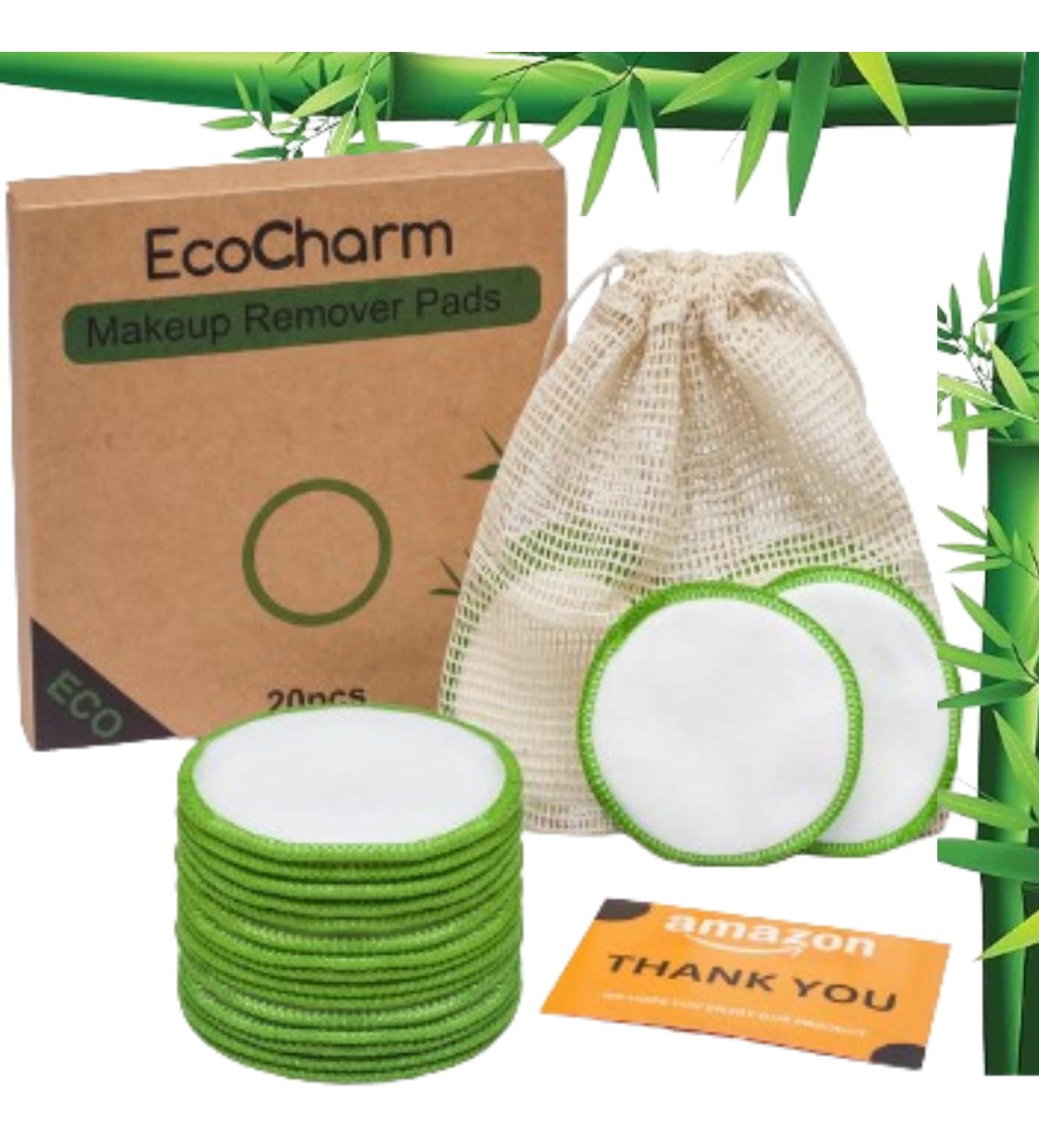 EcoCharm 20 Pack Make up Remover Bamboo Cotton Pads Say Goodbye to Disposable Waste Perfect for Skincare Routine Face Cleaning Eye Washing Remove Nail Polish Diaper Changes Jewelry Cleaning - Buy Online on GoSupps.com