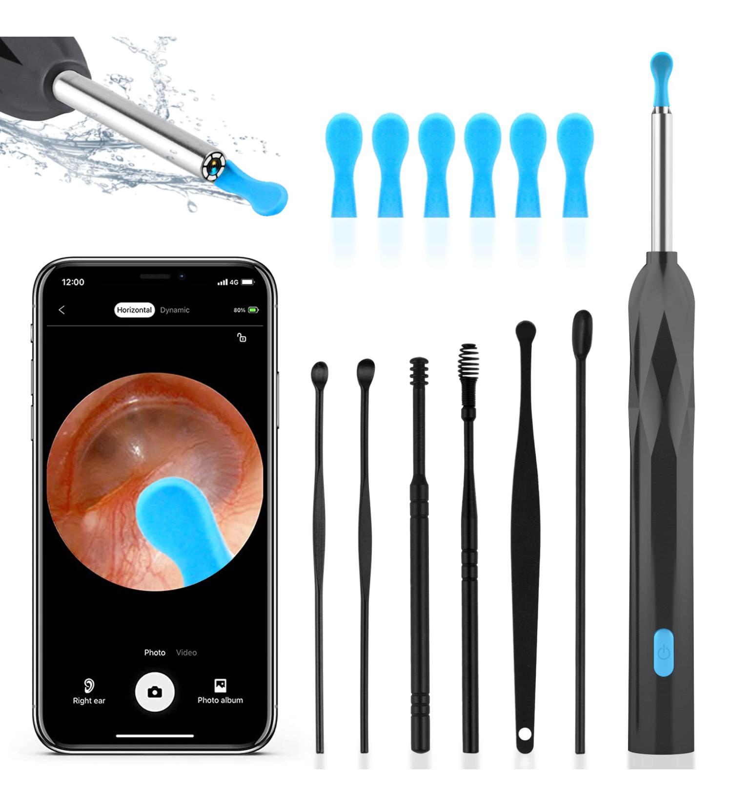 1920P HD Ear Wax Removal Tool with Camera and 6 LED Lights - Soft Silicone Ear Scoop for Cleaning - Compatible with iPhone, iPad, Android (Black) - Buy Online on GoSupps.com