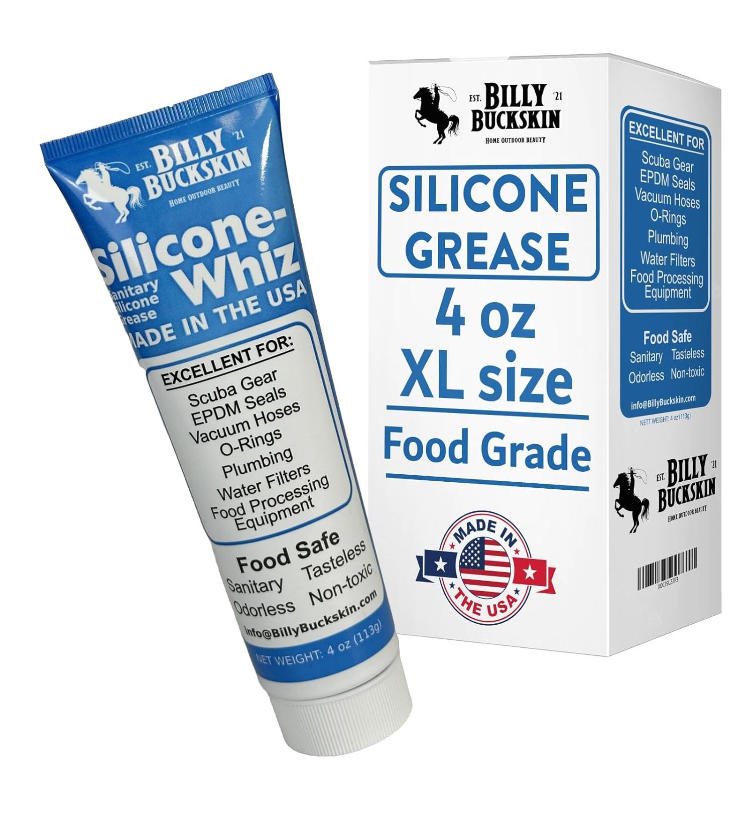 Silicone Grease  Silicone Grease for O Rings  Food Grade Sanitary Lubricant  Machine Lube  Scuba Grease  Plumbers Grease  Valve Sealant  Diving Lube  Billy Buckskin Co. Silicone-Whiz XL 4 oz. (Tube) - Buy Online on GoSupps.com
