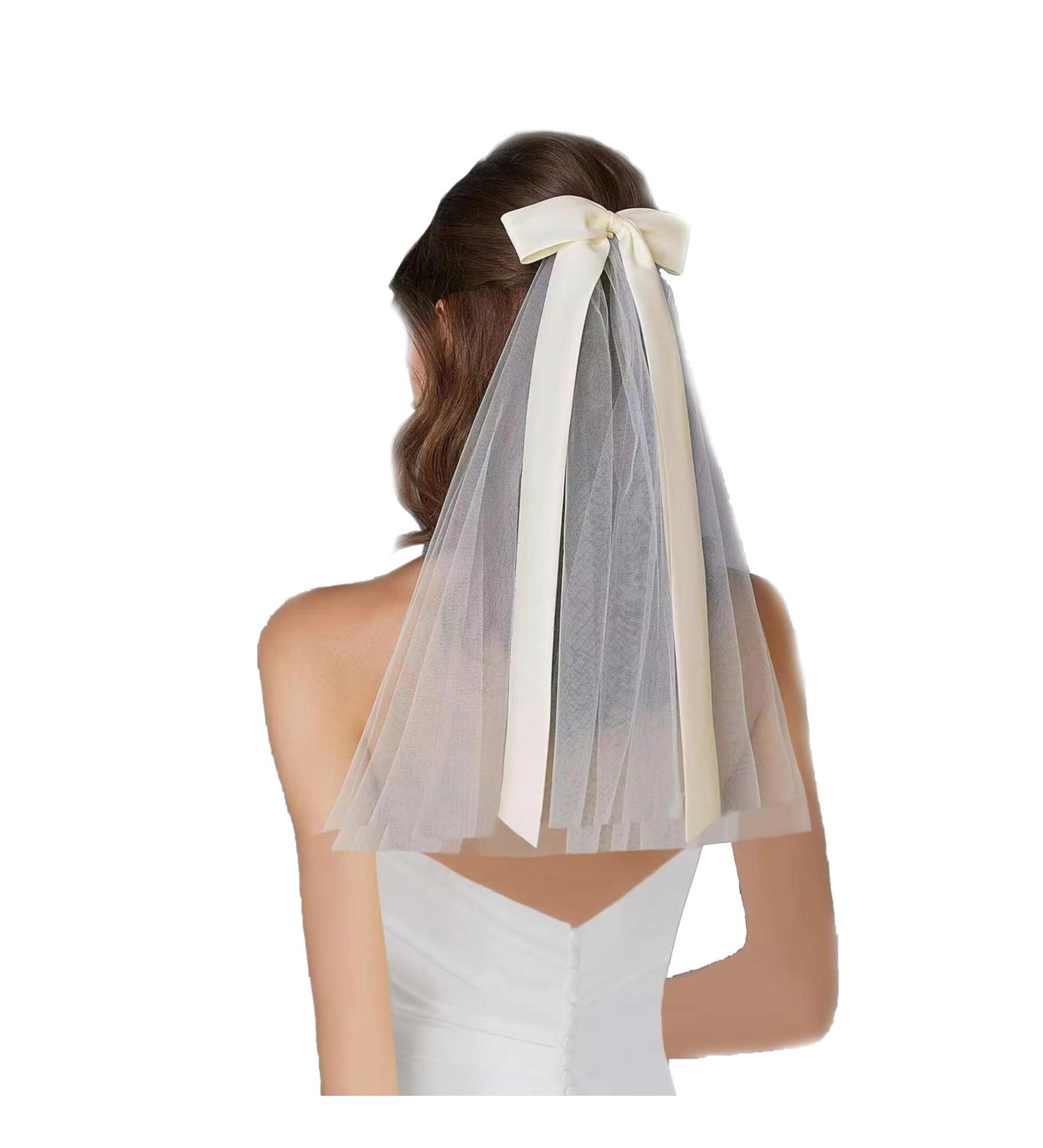 LERTREEUK Large Bow Hair Clips Bridal Veil Wedding Tulle Large Bow Clip with Long Ribbon Bowknot Spring Snap Hair Clips for Women - Buy Online on GoSupps.com