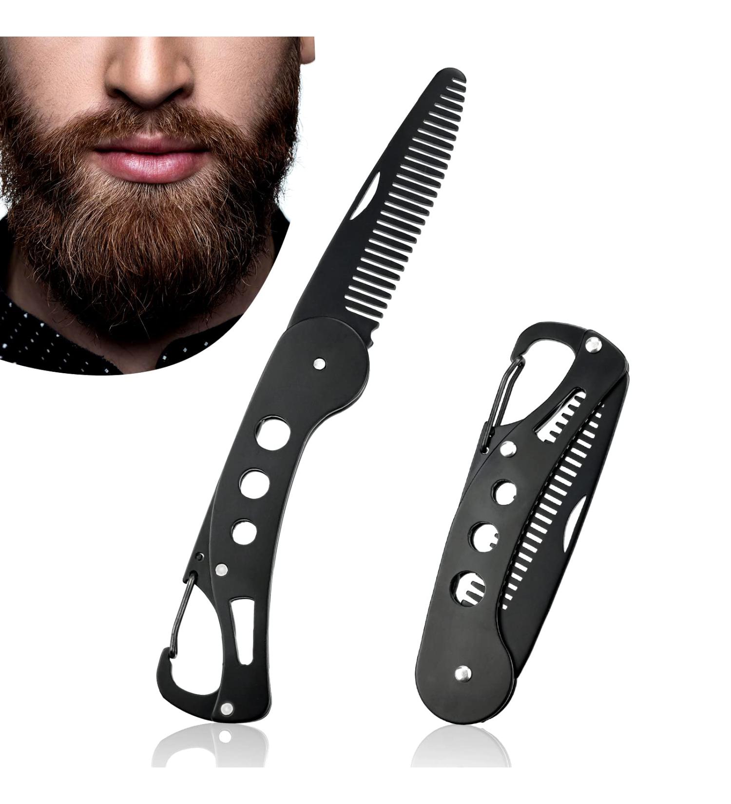 YancLife Stainless Steel Folding Beard Comb for Men - Anti-static Pocket Comb for Grooming Beards, Mustaches & Hair Styling | 9.5 * 3 * 1.5cm - Buy Online on GoSupps.com