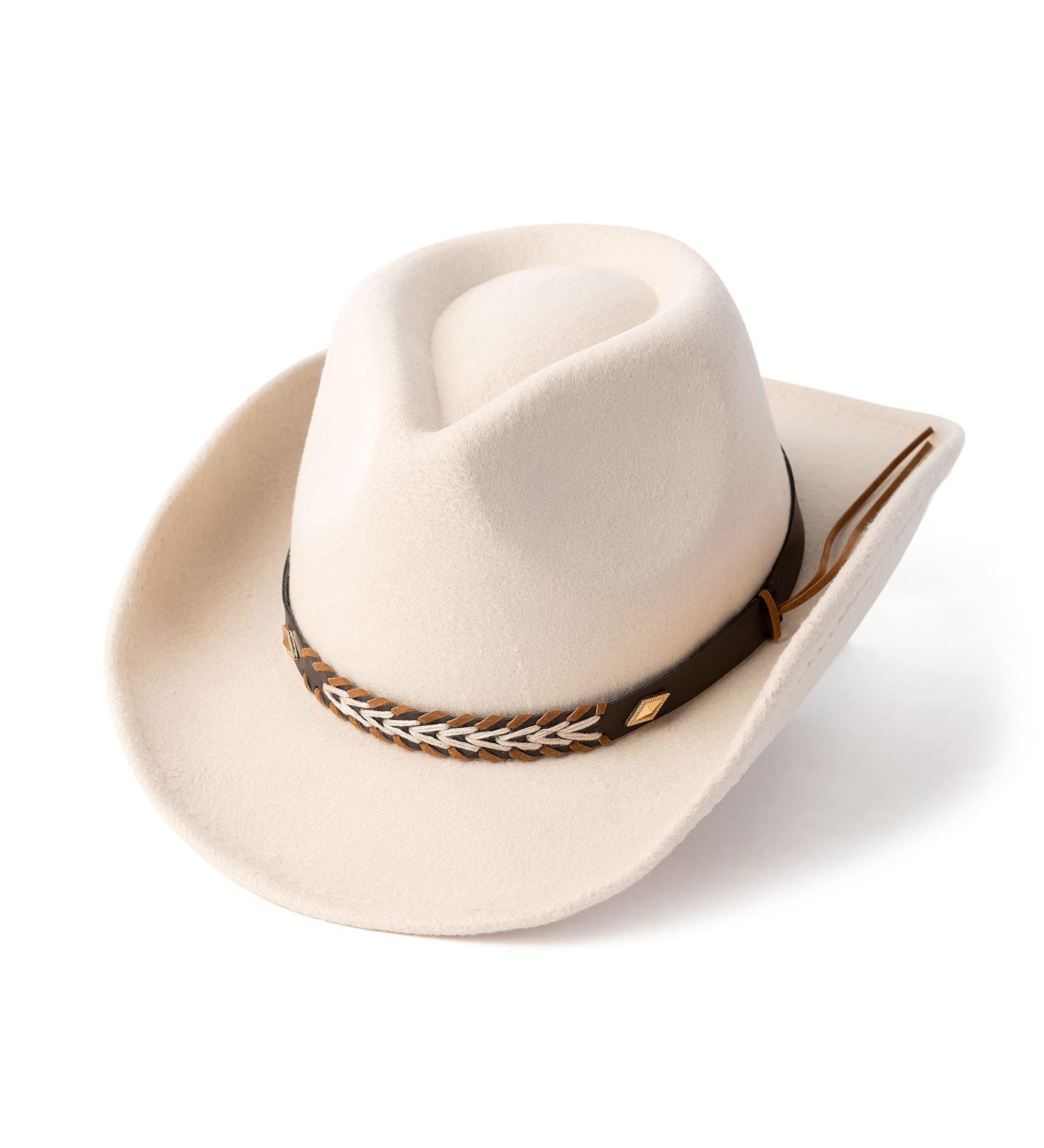 Gossifan Western Cowboy & Cowgirl Hat Felt Wide Brim Fedora - Beige Medium - Buy Online on GoSupps.com