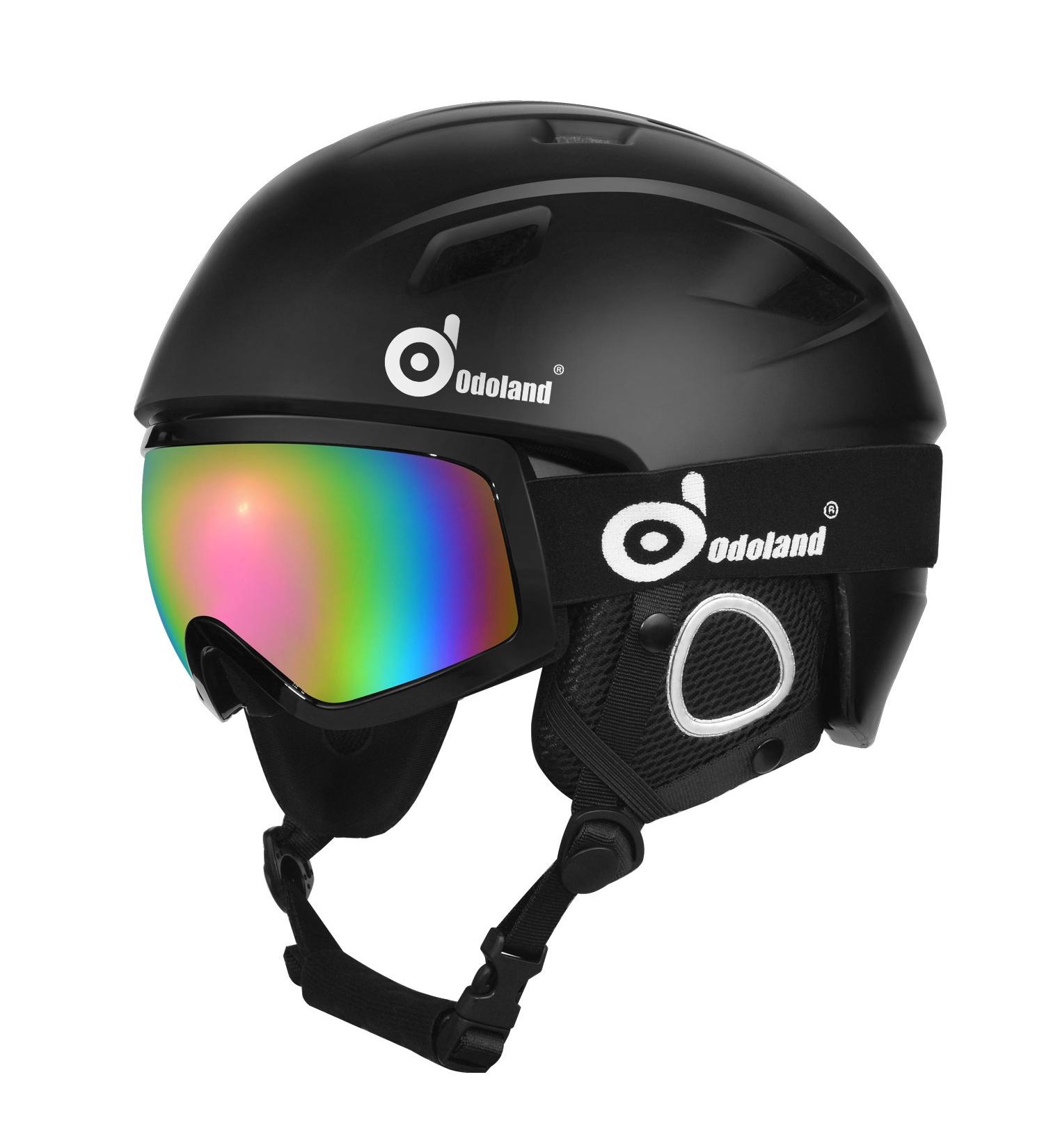 Odoland Snow Ski Helmet and Goggles Set - Sports Protective Gear for Skiing and Snowboarding - Black - Size S (21-22''/54-56cm) - Buy Online on GoSupps.com