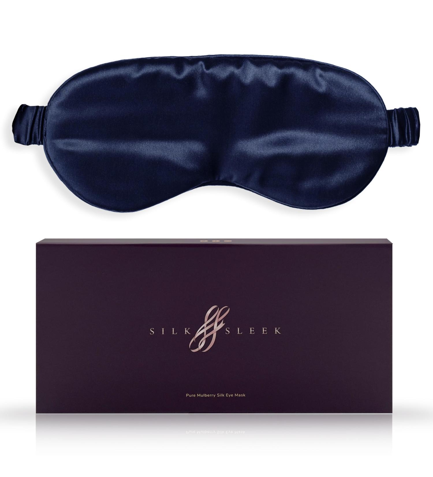 SILKSLEEK 22 Momme Pure Mulberry Silk Eye Mask for Sleeping in Navy Blue - Super Soft & Comfortable Sleep Mask with 100% Pure Silk Filling - Travel Essentials - Gift Box Included - Buy Online on GoSupps.com