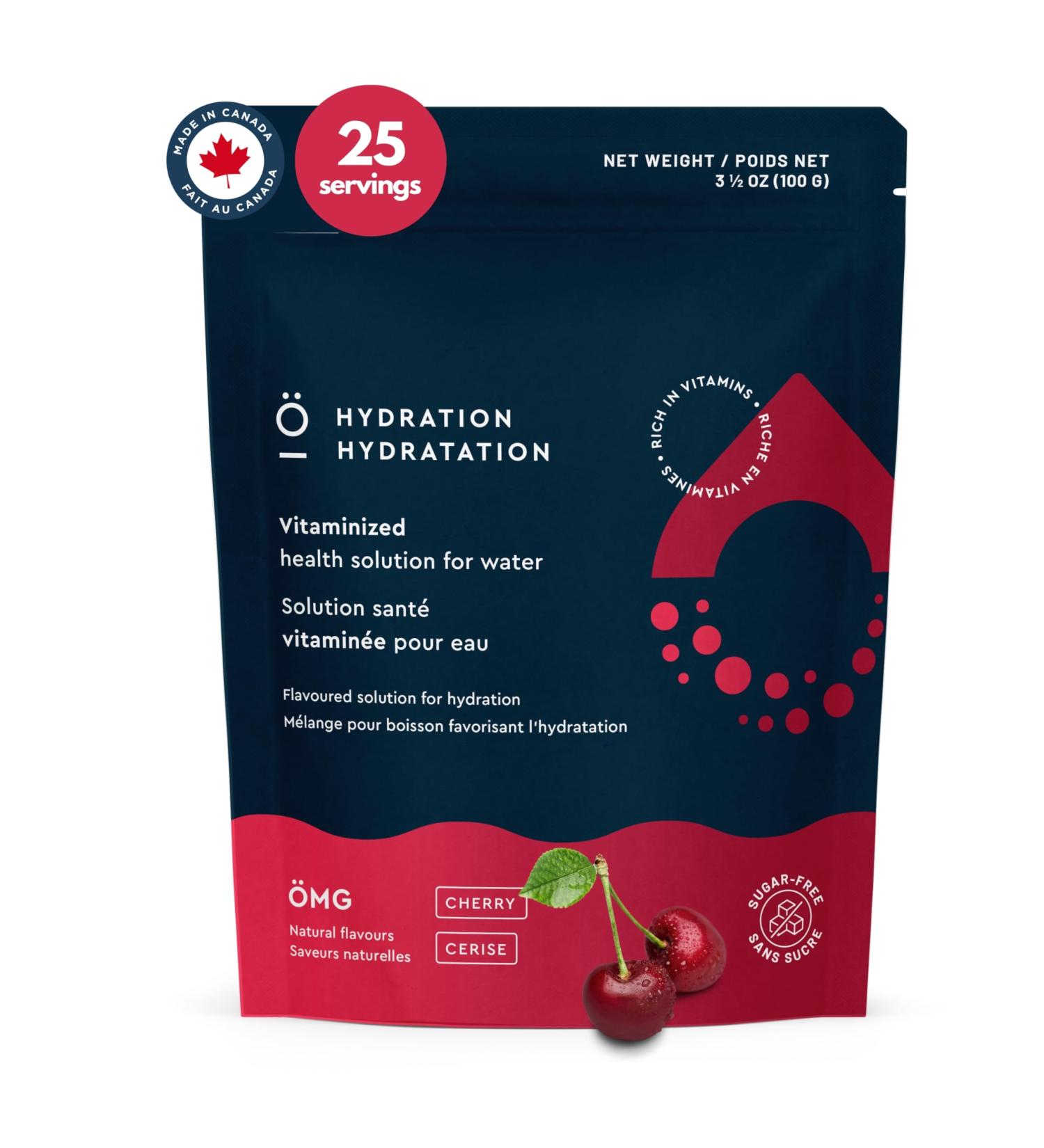  Hydration Vitamin-Rich Water Enhancer Powder Mix - Cherry Flavor - 25 servings - All-Natural Sugar-Free Source of Vitamin C E B6 B12 - Buy Online on GoSupps.com