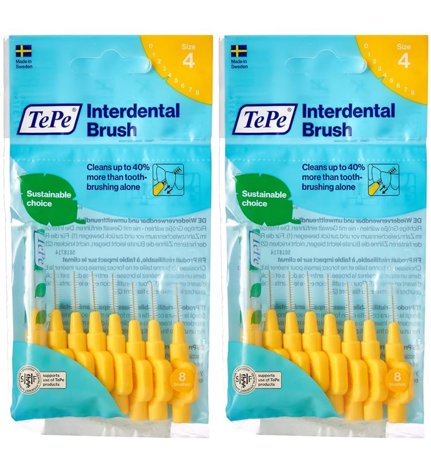 Buy TEPE Interdental Brush Original Yellow - ISO Size 4 (0.7mm) | 1 x 8 Pack for Effective Interdental Cleaning | International Shipping Available - Buy Online on GoSupps.com