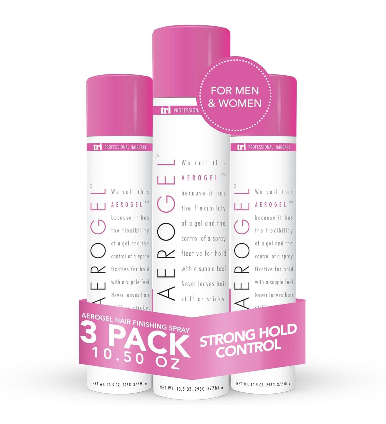 TRI Design Aerogel Hairspray - Non-Toxic Hair Finishing Spray for Styling Volumizing and Holding Curly Hair with Flexible Hold - For Women and Men - Pack of 3 (10.5 oz) - Buy Online on GoSupps.com