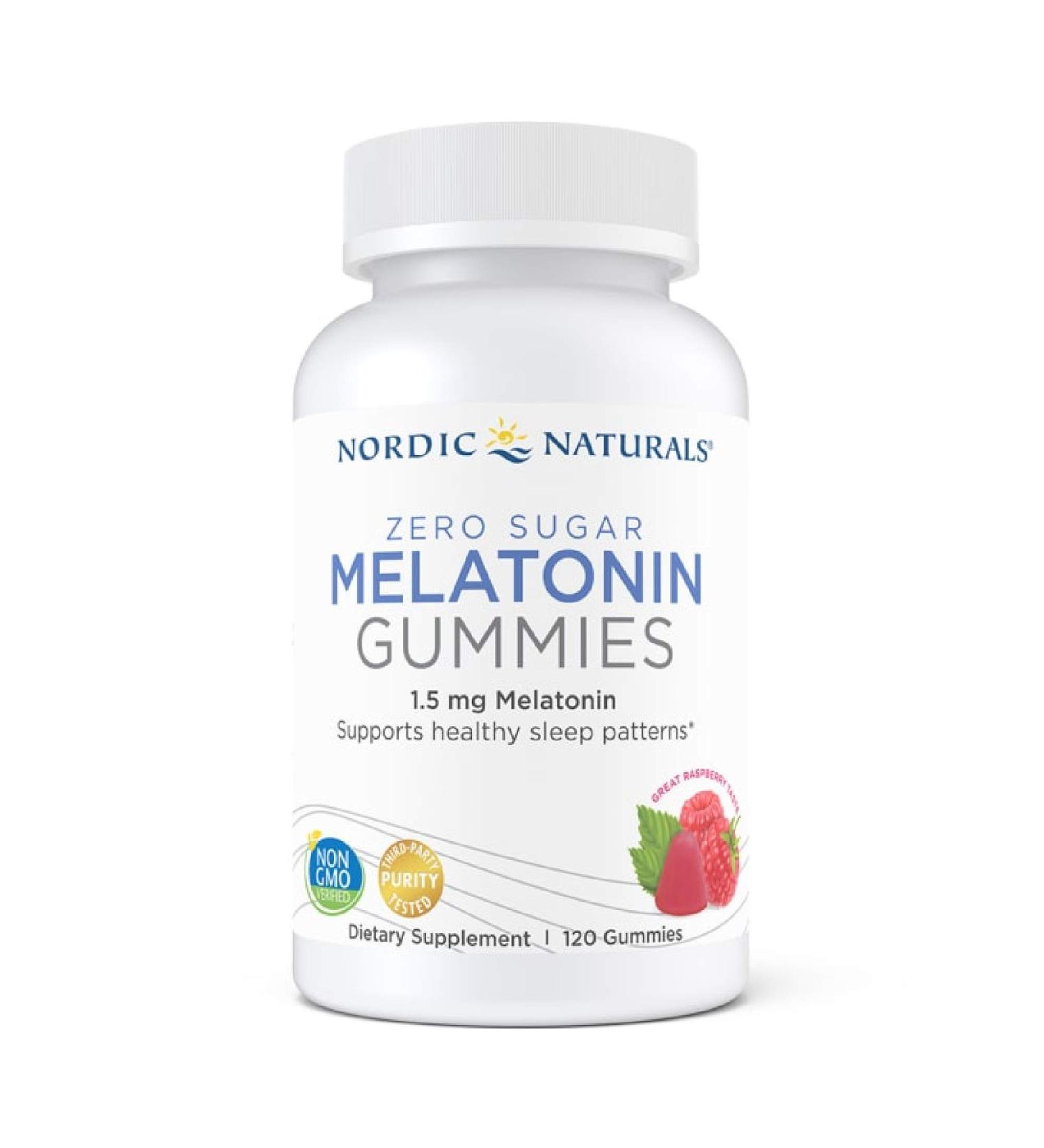 Nordic Naturals Zero Sugar Melatonin Gummies 1.5mg - Raspberry Flavor, 120 Count - Buy Online on GoSupps.com