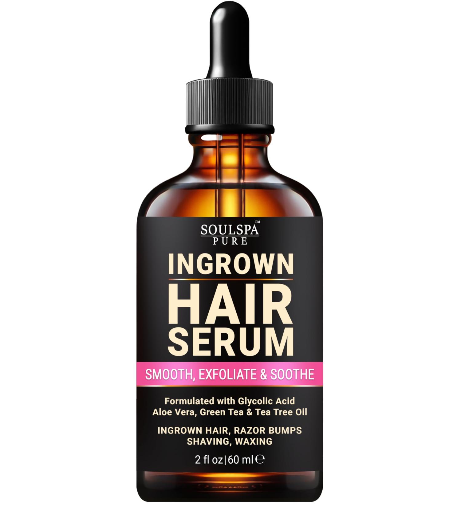 SOULSPA PURE Ingrown Hair Serum - Powerful Razor Bump Solution for Bikini Area Face & Brazilian Wax - Ingrown Hair Oil that Soothes Exfoliates & Nourishes - 2 fl oz - Buy Online on GoSupps.com