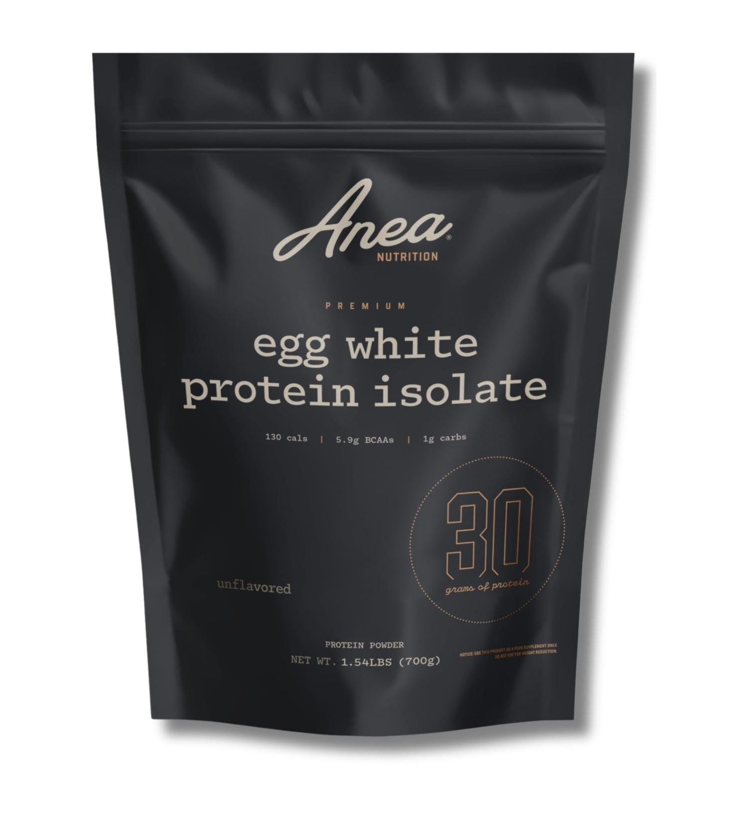 Anea Egg White Protein Isolate - Unflavored | 30g Protein | Fat-Free | 5.9g BCAA | Complete Amino Acid Profile | Dairy-Free Gluten-Free | Neutral Flavor for Shakes & Recipes | Made in GMP Facility - Buy Online on GoSupps.com