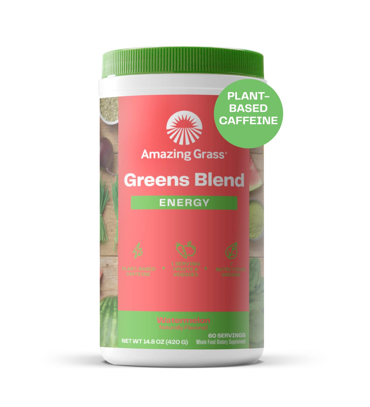 Amazing Grass Green Superfood Energy Watermelon Powder - 60 Servings - Caffeine with Matcha Green Tea & Beet Root - Plant Based Smoothie Mix - Pack of 1 - Buy Online on GoSupps.com