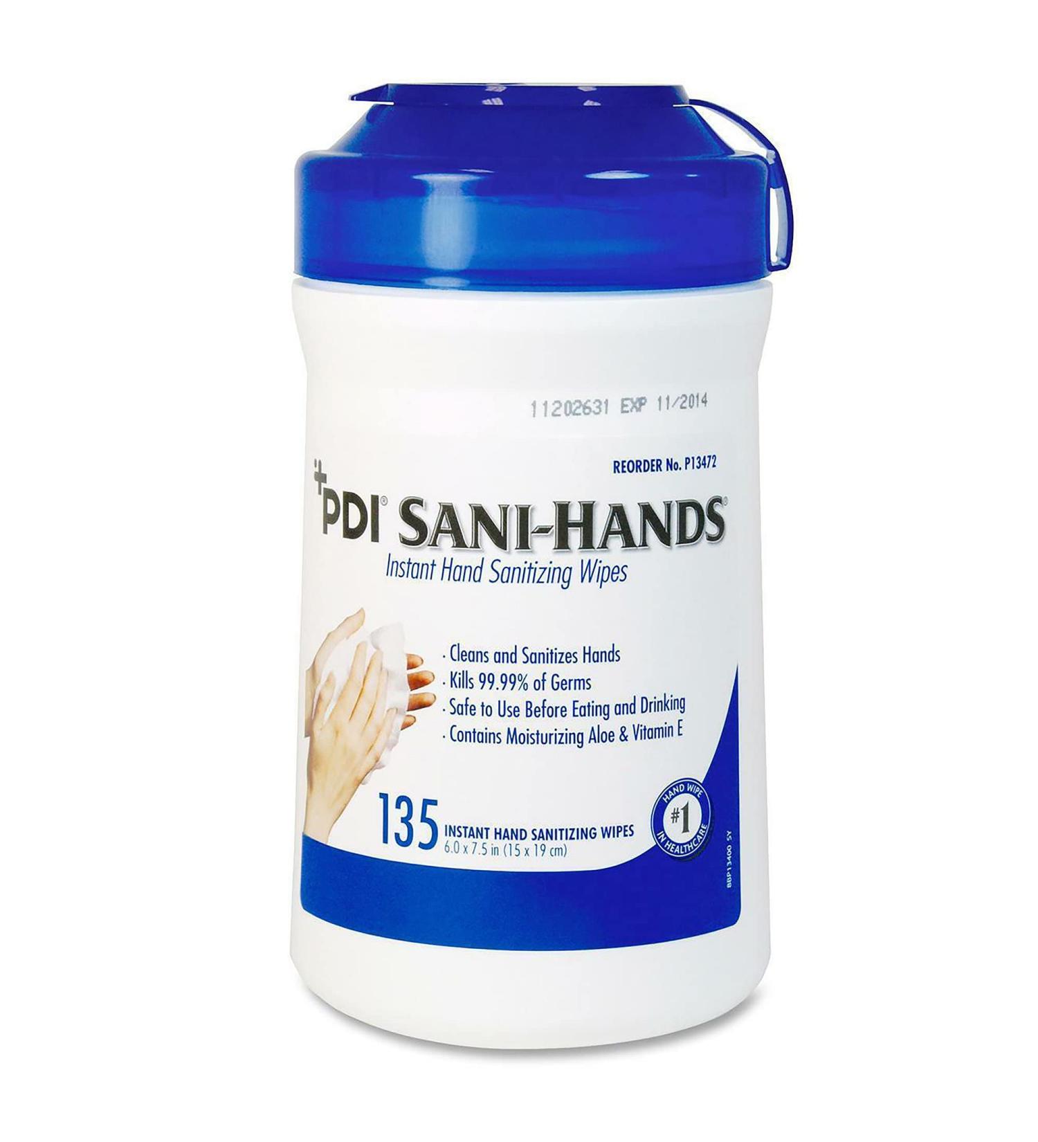 Sani-Hands Ethyl Alcohol Hand Sanitizing Wipes - 135 Wipes Canister - Buy Online on GoSupps.com