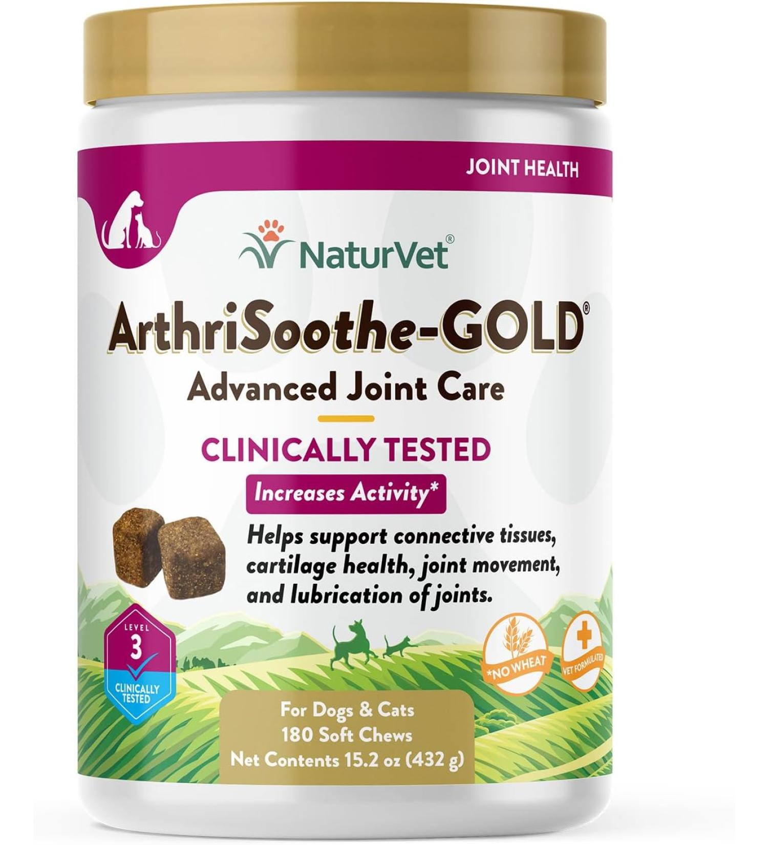 NaturVet ArthriSoothe-GOLD Advanced Care Level 3 - 180 Soft Chews for Joint Support (15.2 oz) - Buy Online on GoSupps.com