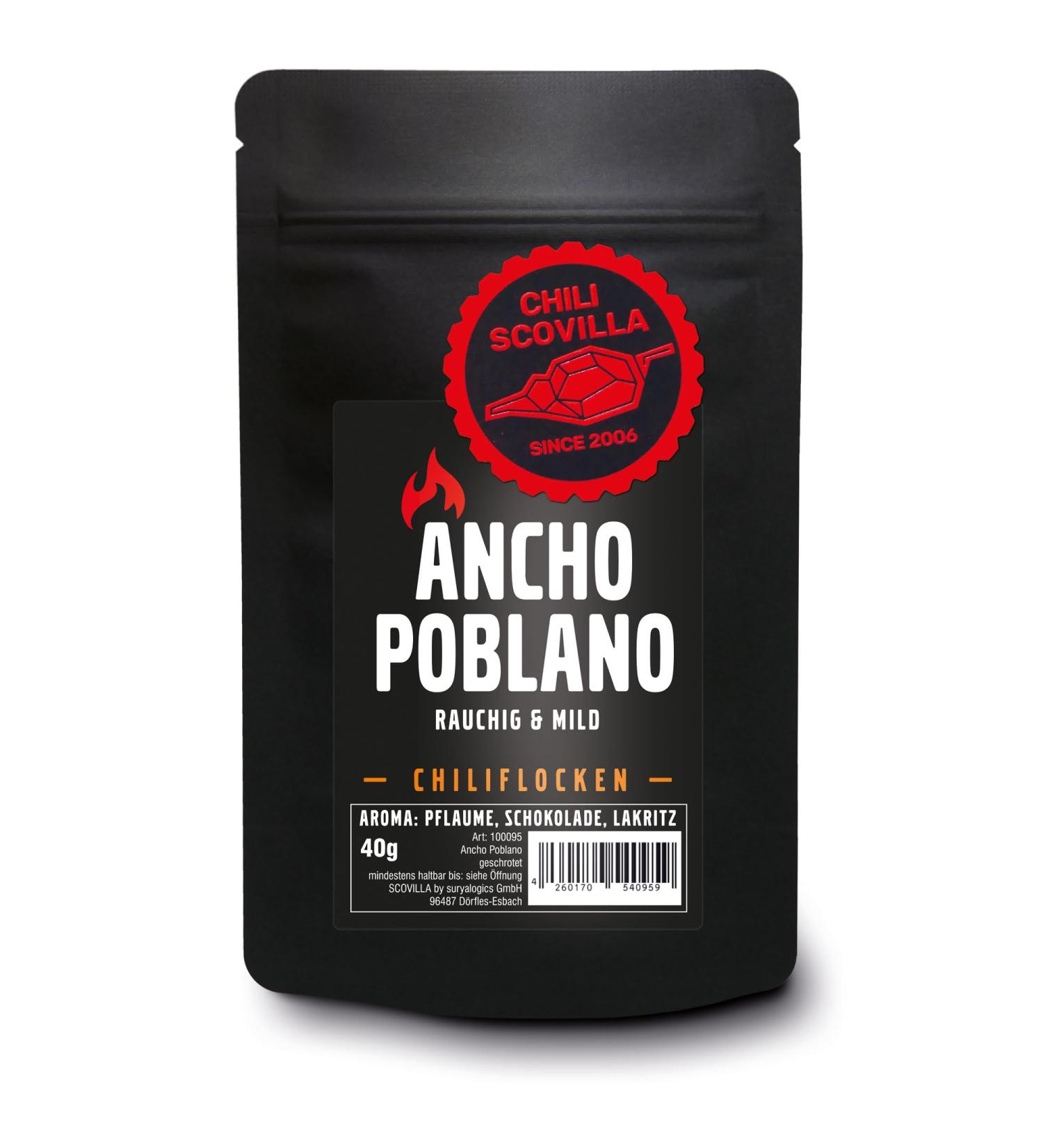 Scovilla CHILI SCOVILLA Ancho Poblano Flakes in a sealPack 40 g