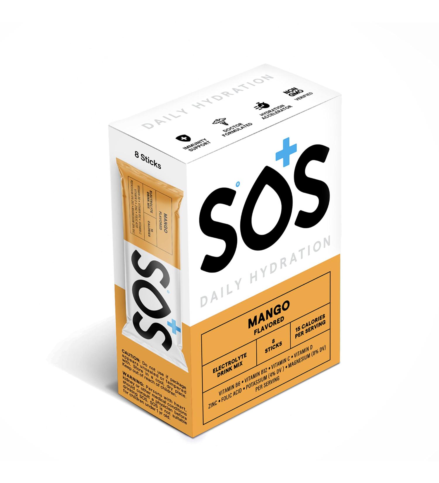 SOS Hydration Electrolyte Powder (Stick Packets (8 Servings) Mango) Mango Stick Packets (8 Servings) - Buy Online on GoSupps.com