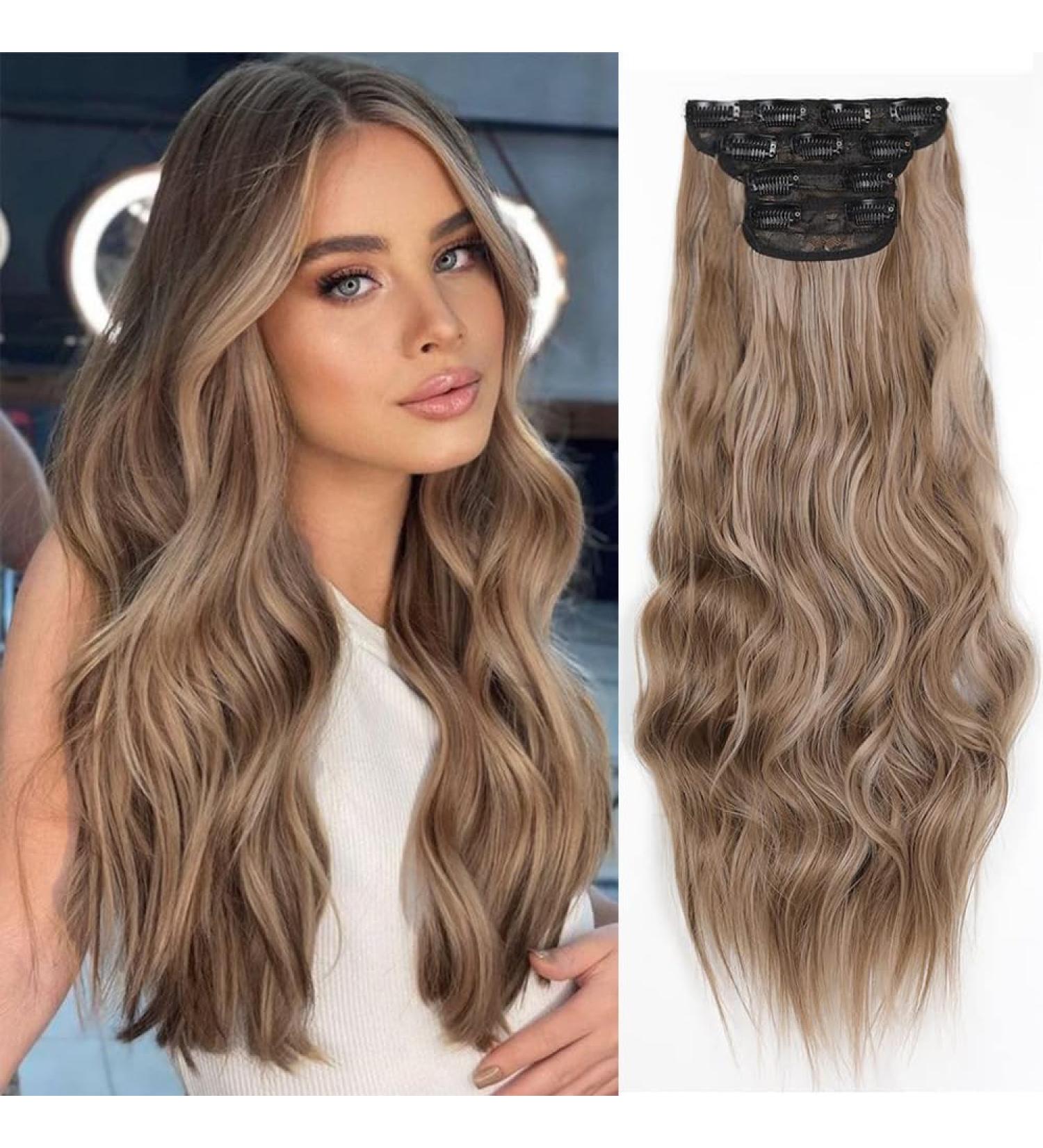 YDDM 20 Inch Wavy Clip-In Hair Extensions - Affordable Synthetic Hair Full Head Set for Women - 4 Pieces - Buy Online on GoSupps.com