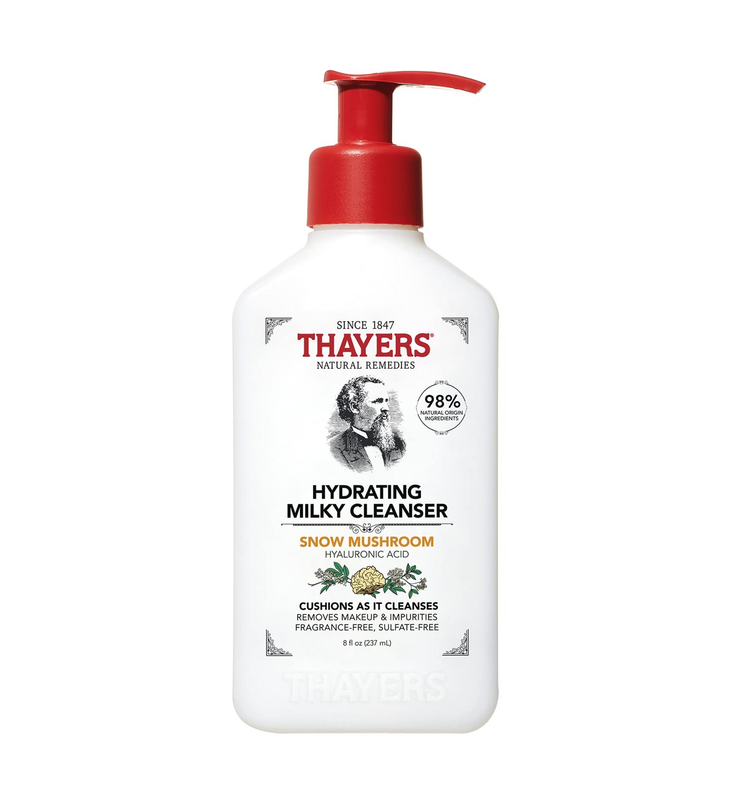 Thayers Milky Hydrating Face Cleanser with Snow Mushroom and Hyaluronic Acid - Gentle Hydrating Skincare for Dry, Sensitive Skin | 8 FL Oz - Buy Online on GoSupps.com