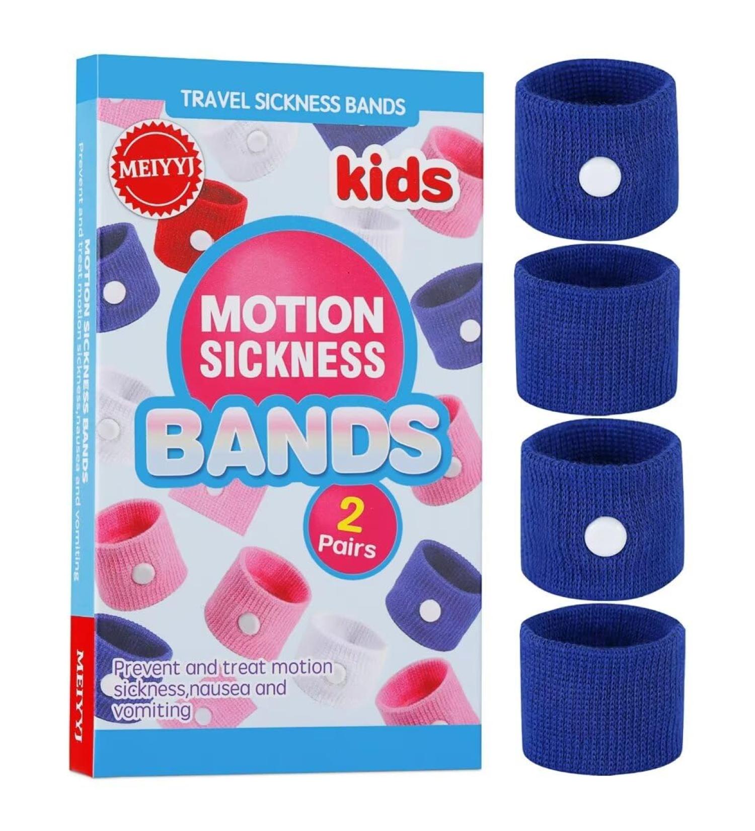 Meiyyj 2 Pairs Motion Sickness Bands for Kids - Travel Essentials Nausea Relief Wristbands Sea & Road Trip Accessories - Must-Have for Cruises - 2 Pairs Blue - Buy Online on GoSupps.com