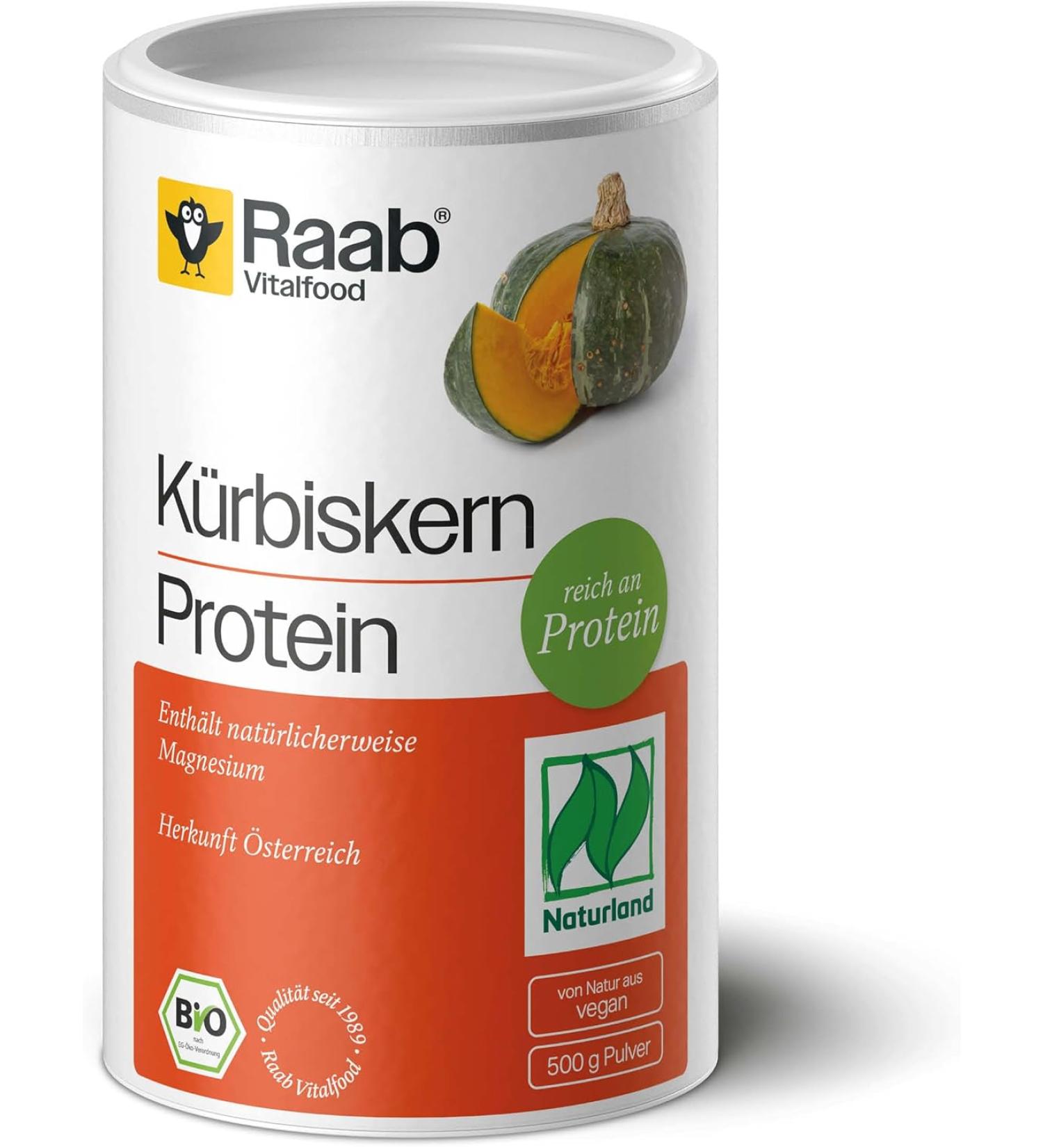 Raab Vitalfood Bio Pumpkin Seed Protein Powder - 59% Protein Vegan Organic 500g from Austria - Buy Online on GoSupps.com