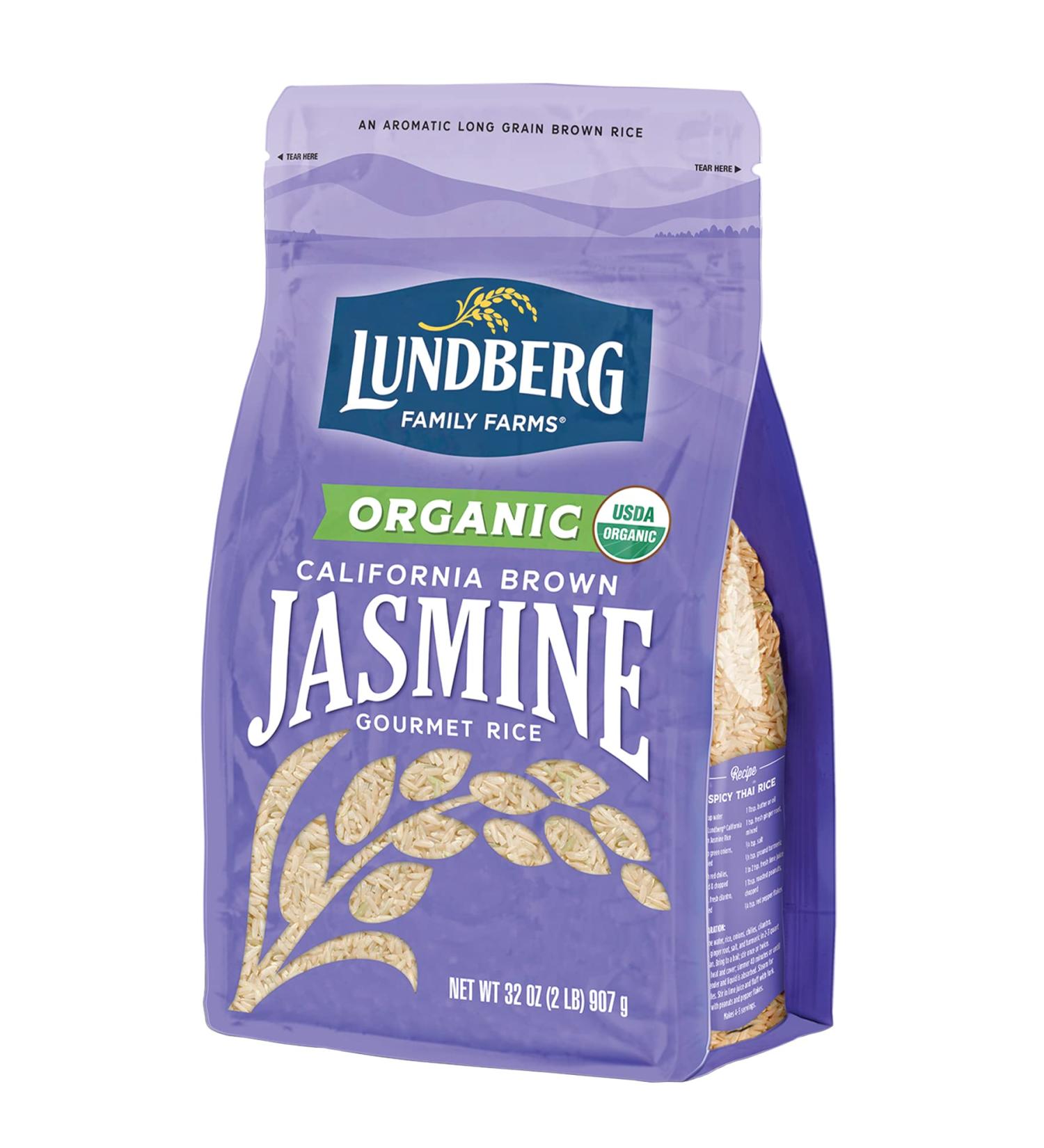 Organic California Brown Jasmine Rice - Lundberg Family Farms, Gluten-Free & High Fiber (32 oz) - Buy Online on GoSupps.com