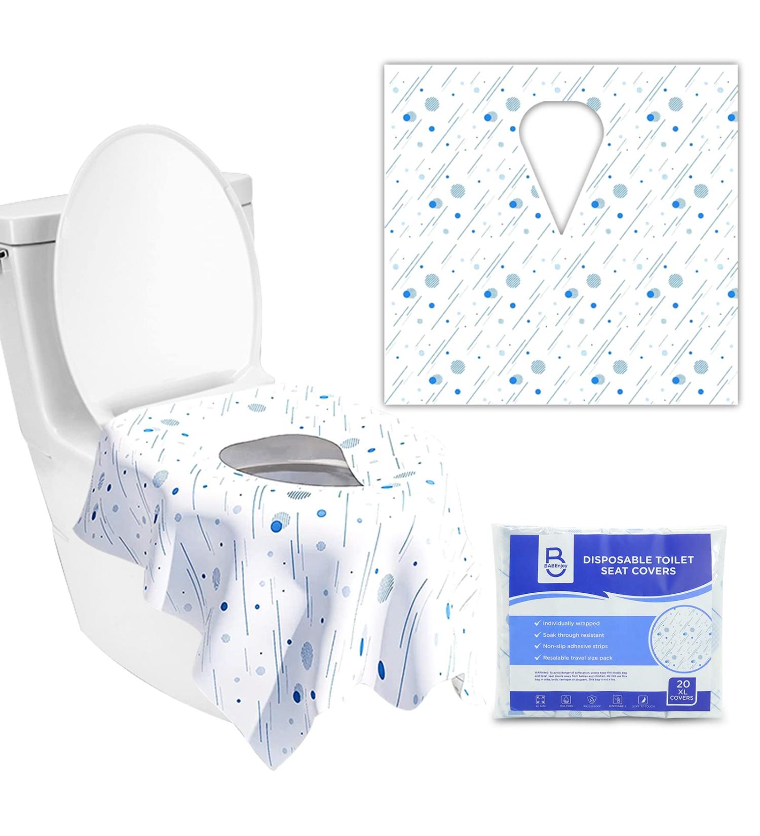 20 Pack BABEnjoy Disposable Toilet Seat Covers - Extra Large for Kids, Toddlers, Adults - Potty Training, Public Restrooms, Airplane Travel - Spot Design - Buy Online on GoSupps.com
