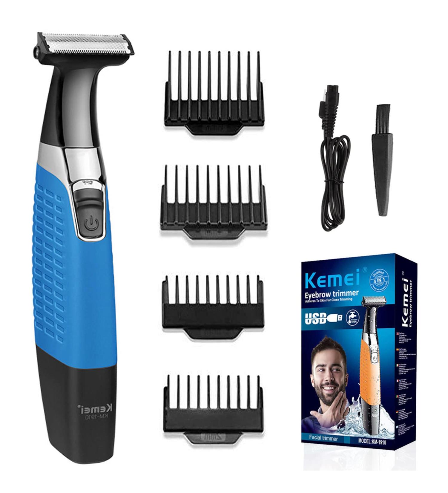 KEMEI Electric Razor & Beard Trimmer - Waterproof Cordless USB Rechargeable Groomer for Men & Women - Eyebrow Beard Facial & Body Hair Removal - Blue - Buy Online on GoSupps.com