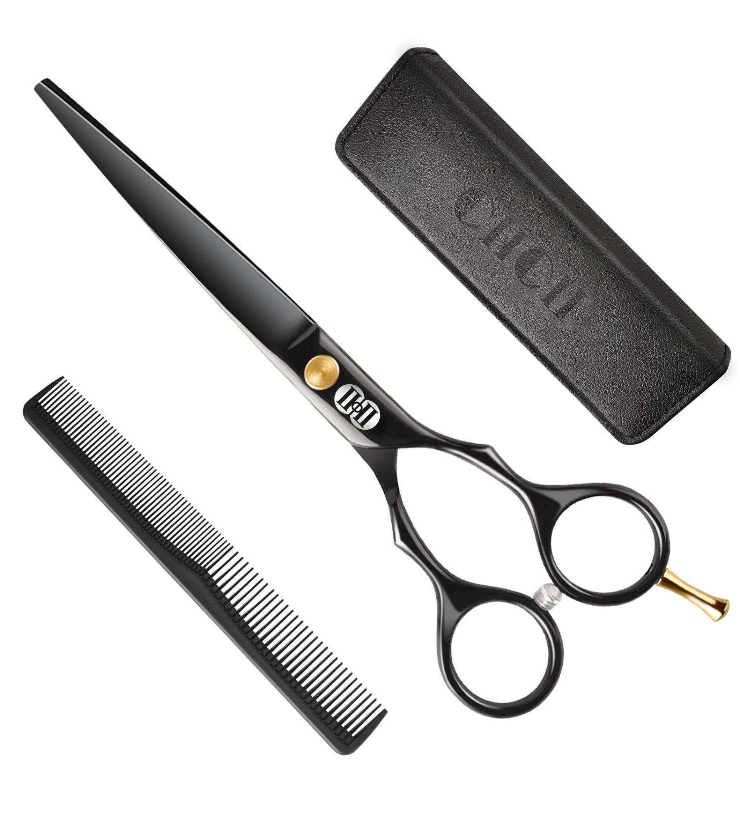 Ciicii Professional Hair Cutting Scissors Set - 6.5 Inch Barber Scissors for Home Salon & Grooming Kit - Black Hairdressing Scissors - Buy Online on GoSupps.com