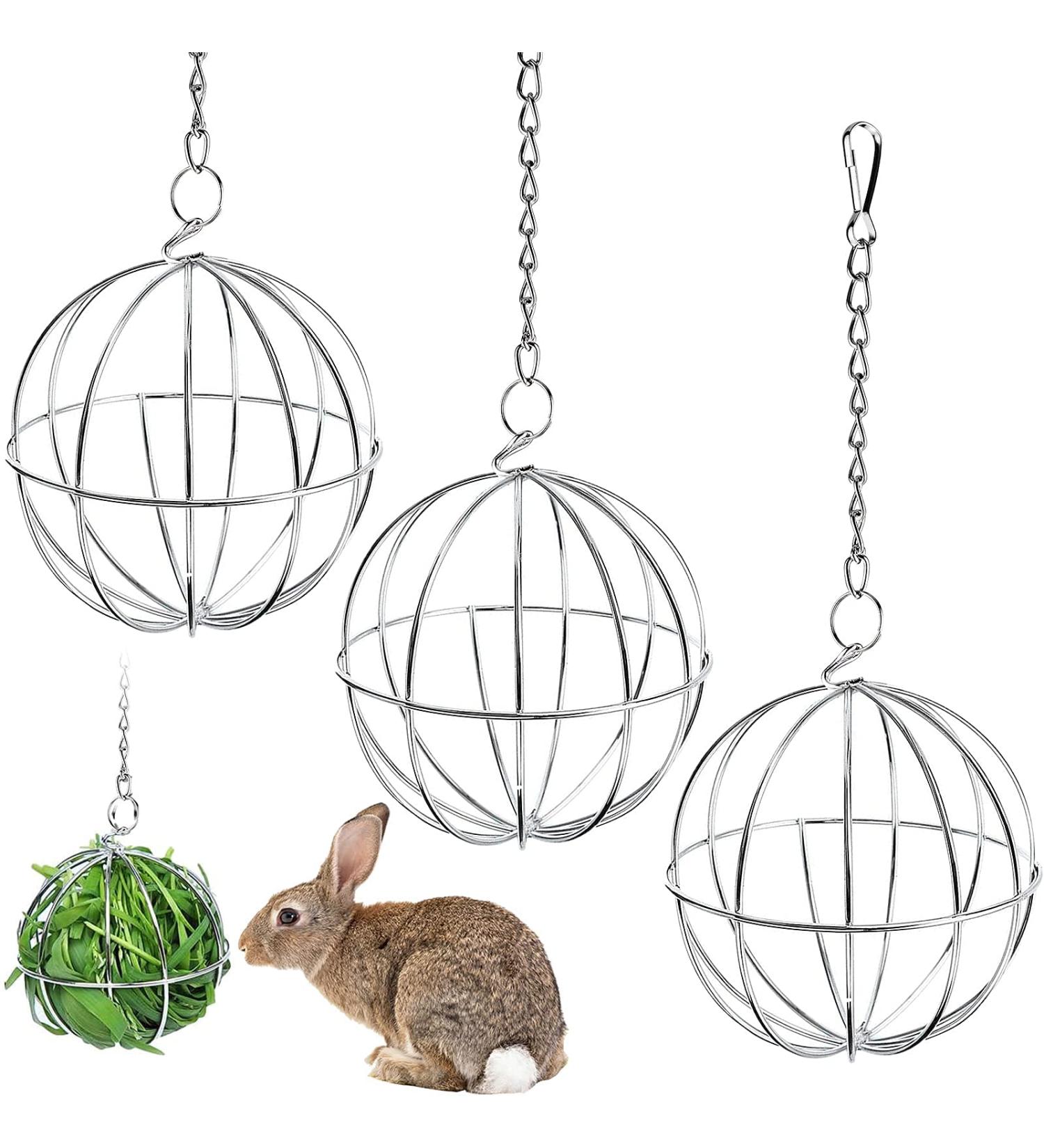 Capricious 3-Piece Stainless Steel Pet Grass Hay Ball Dispenser | Ideal for Rabbits Hamsters Chinchillas Guinea Pigs & Turkeys - Buy Online on GoSupps.com