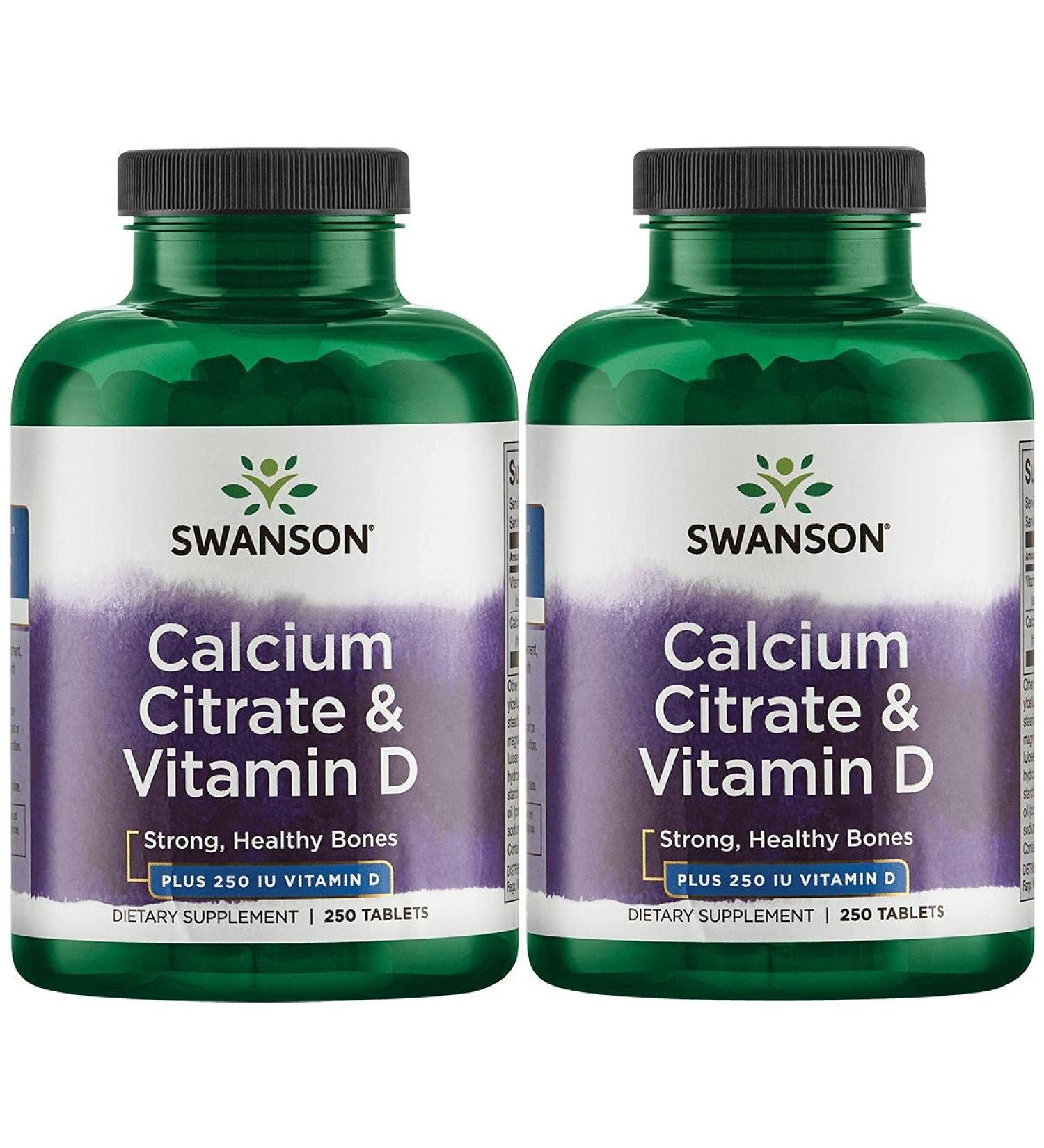 Swanson Calcium Citrate & Vitamin D - 250 Tablets for Bone Health - Buy Online on GoSupps.com