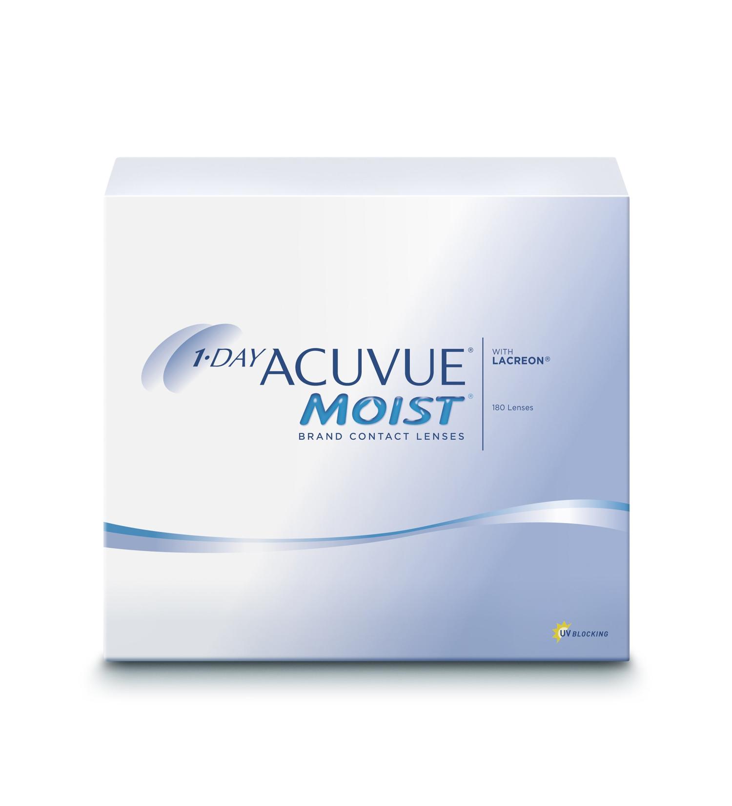 Acuvue Moist 1-Day Contact Lenses for Sensitive Eyes - Daily Wear UV Protection -0.75 DPT 180 Lenses - Ideal for Allergy Sufferers - Buy Online on GoSupps.com