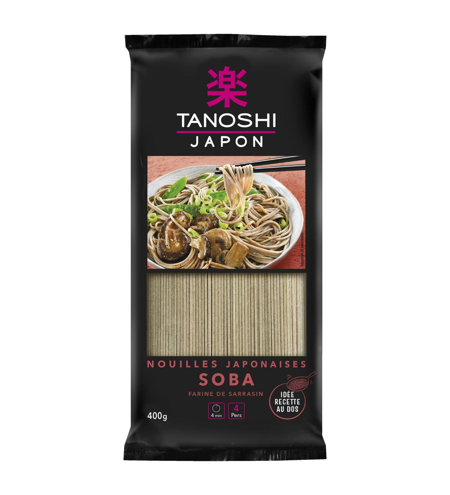 TANOSHI - Soba to Cook - Japanese Noodles - Buckwheat Flour - For 4 People - Preparation in 4 min - 400g - Buy Online on GoSupps.com