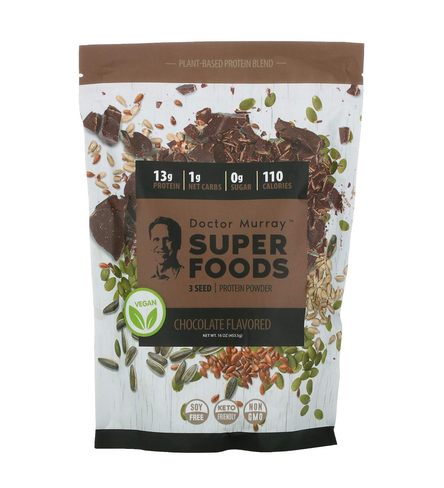 Dr. Murray's Super Foods 3 Seed Protein Powder Chocolate 16 oz (453.5 g)