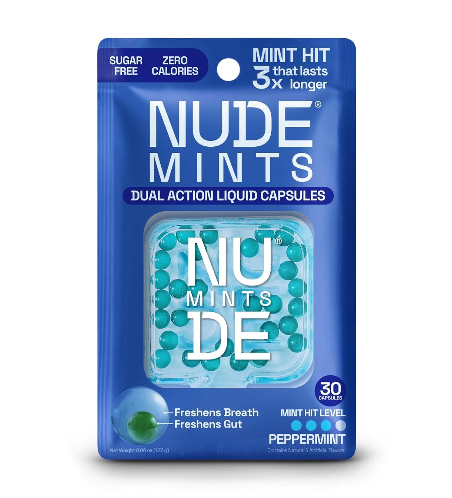 NUDE MINTS | Concentrated Liquid Capsules | Mouth Watering Mint  Sugar Free  0 Calorie - Peppermint - 10 Pack - 300 Capsules - Buy Online on GoSupps.com