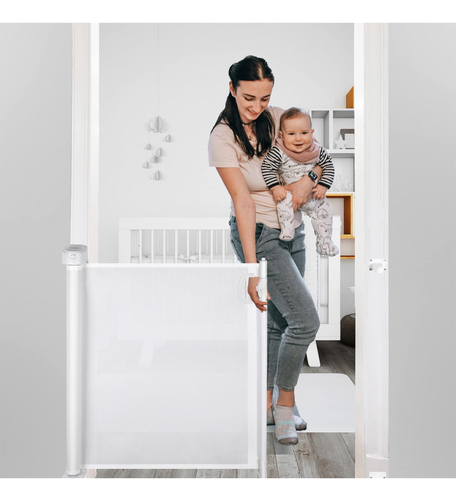 Papablic Retractable Baby Gate | Auto Lock Safety Gate for Baby & Pet | 34 Tall Extends to 54 Wide | Extra Wide Dog Gate for Indoor Outdoor Stairs | White - Buy Online on GoSupps.com