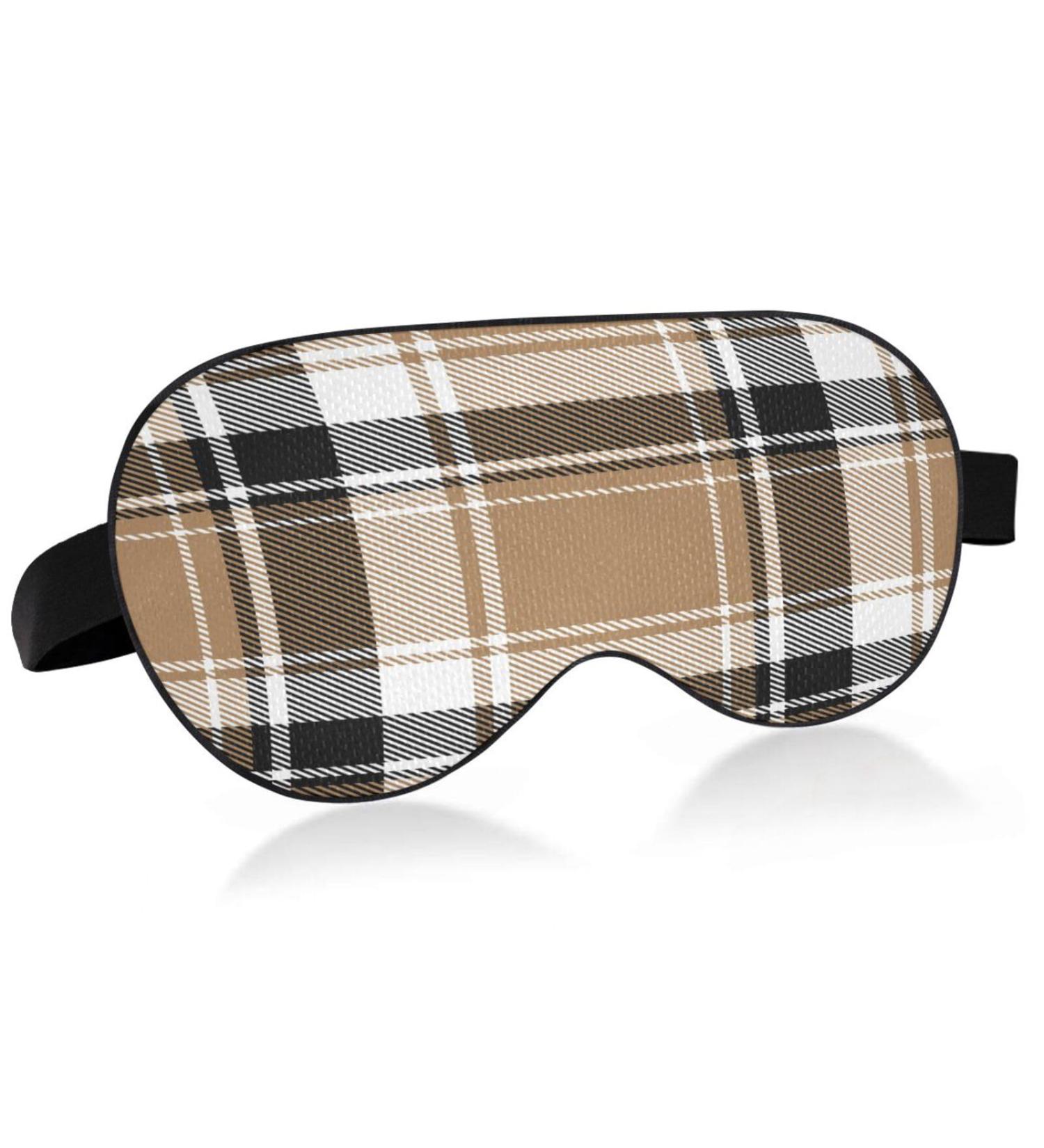 WELLDAY Brown Plaid Sleep Mask - Adjustable Eye Shade Cover for Men and Women - Buy Online on GoSupps.com