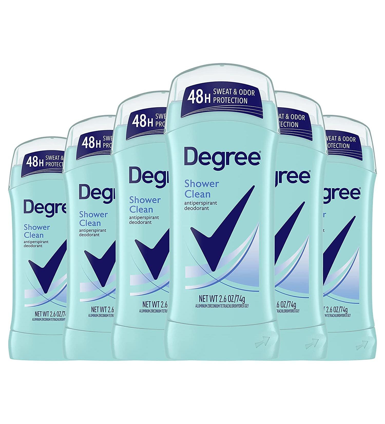 Degree Original 48-Hour Sweat & Odor Protection Shower Clean Antiperspirant for Women 2.6 oz (Pack of 6) - Buy Online on GoSupps.com