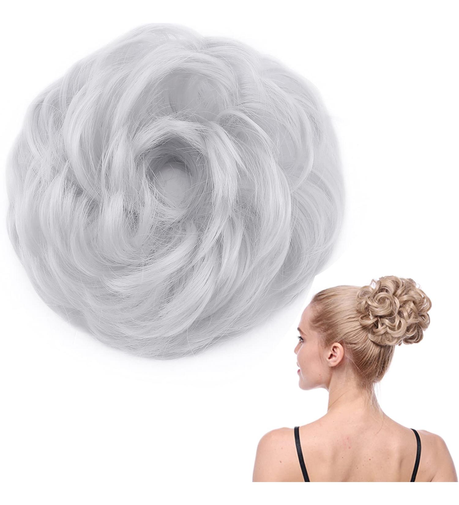 SEGO Silver-Grey Hairpiece Bun Tie | Voluminous Hair Extensions for Updos | 50g Hair Knot - Buy Online on GoSupps.com