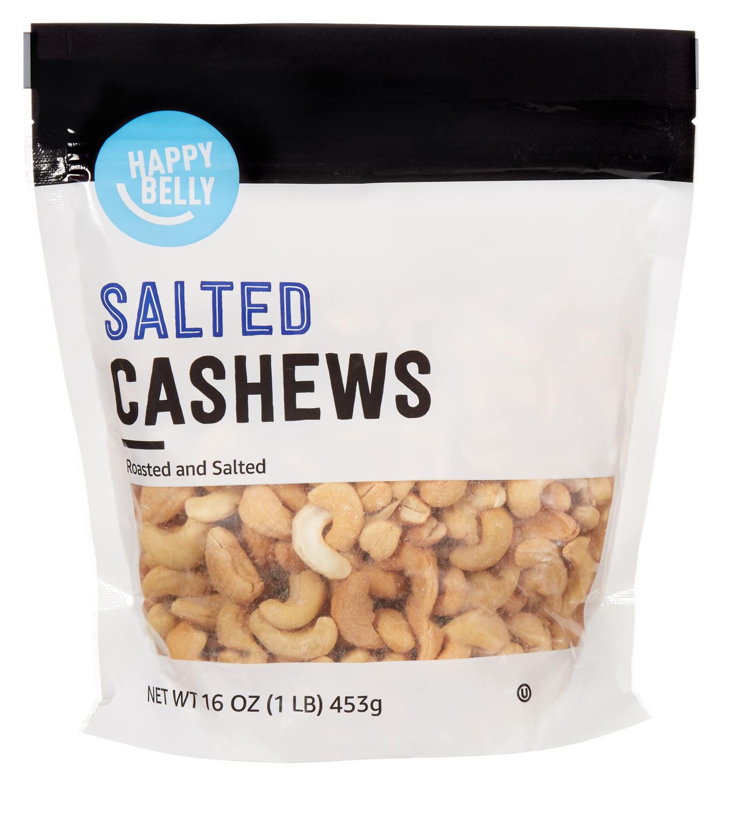 Happy Belly Roasted & Salted Cashews 16 Ounce - Amazon Brand - Buy Online on GoSupps.com