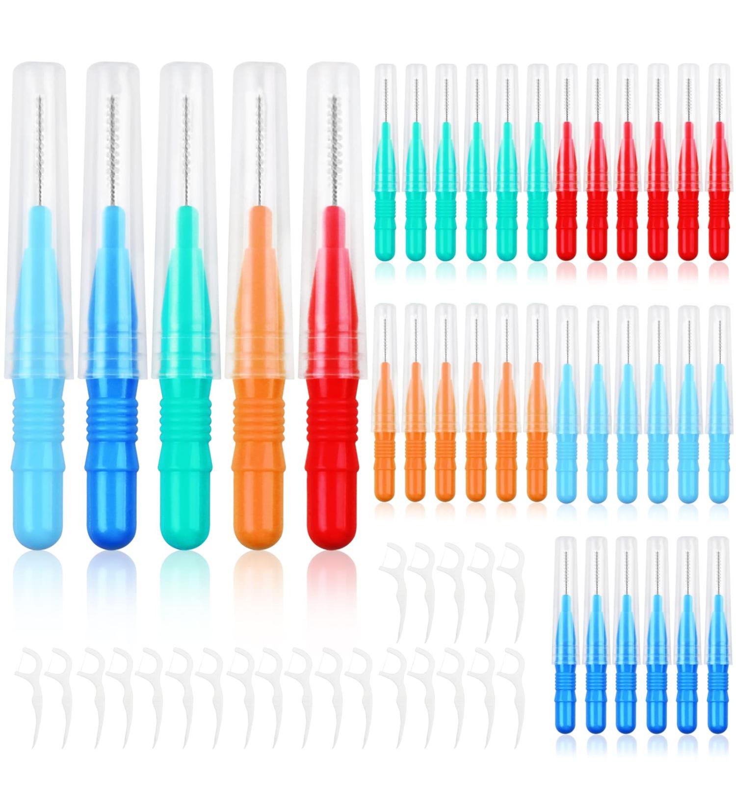 Soft Interdental Brushes with Floss Picks - 0.8mm Gaps Between Teeth Cleaners (60 Count) - Buy Online on GoSupps.com