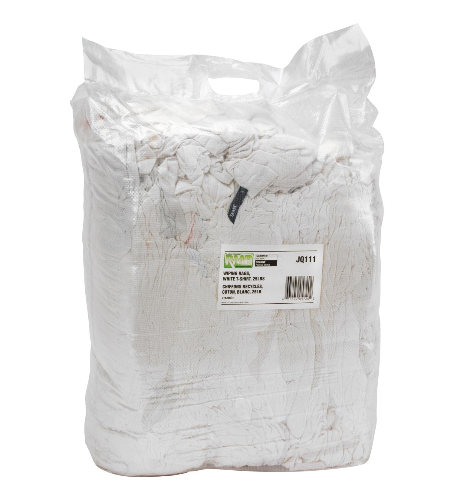Recycled Material Wiping Rags Cotton White 25 lbs.