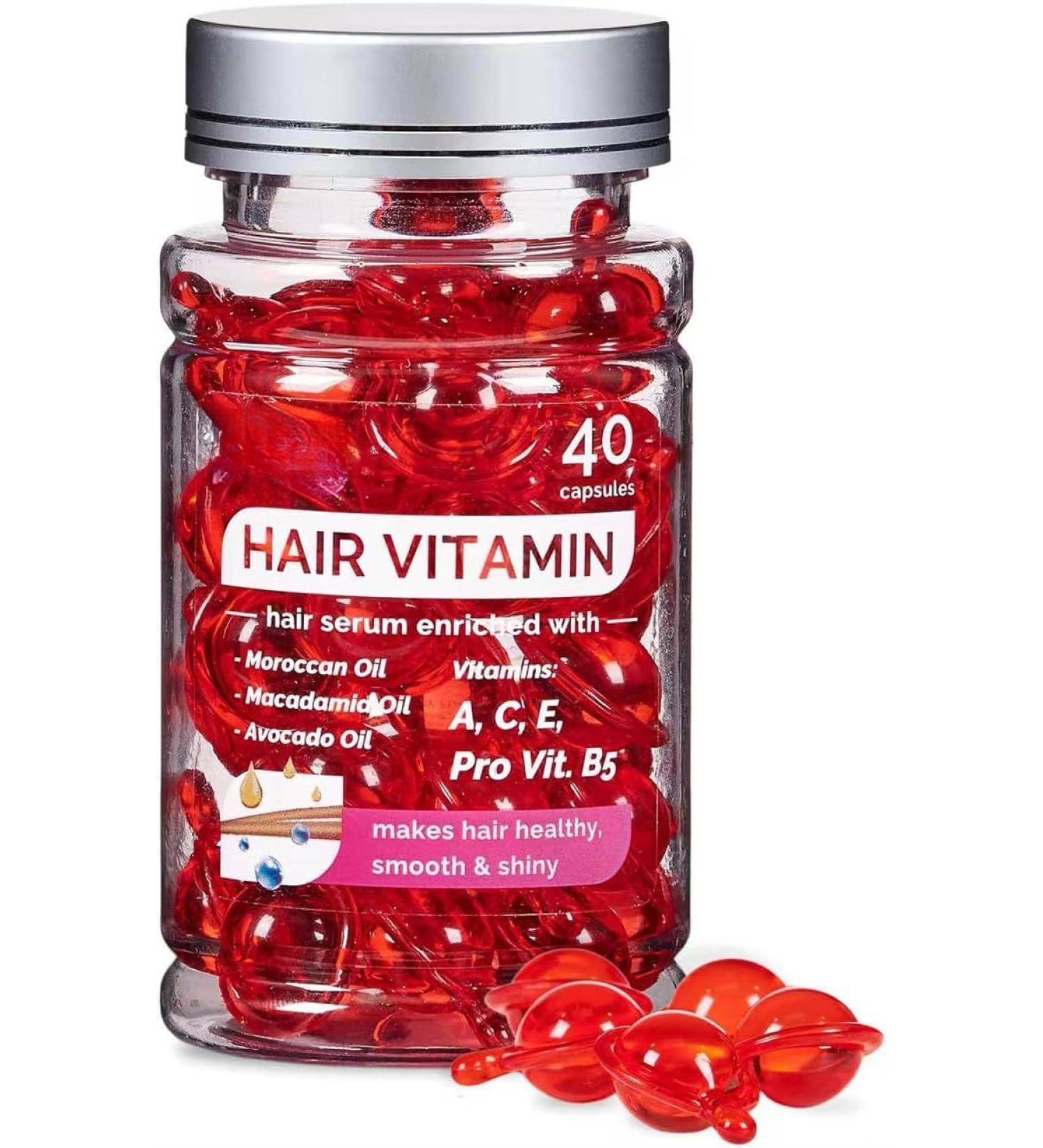 40 Capsules Hair Vitamins & Treatment Serums for Frizzy Dry & Damaged Hair | Nourishing Oil Capsules & Silky Smooth Masks - Buy Online on GoSupps.com