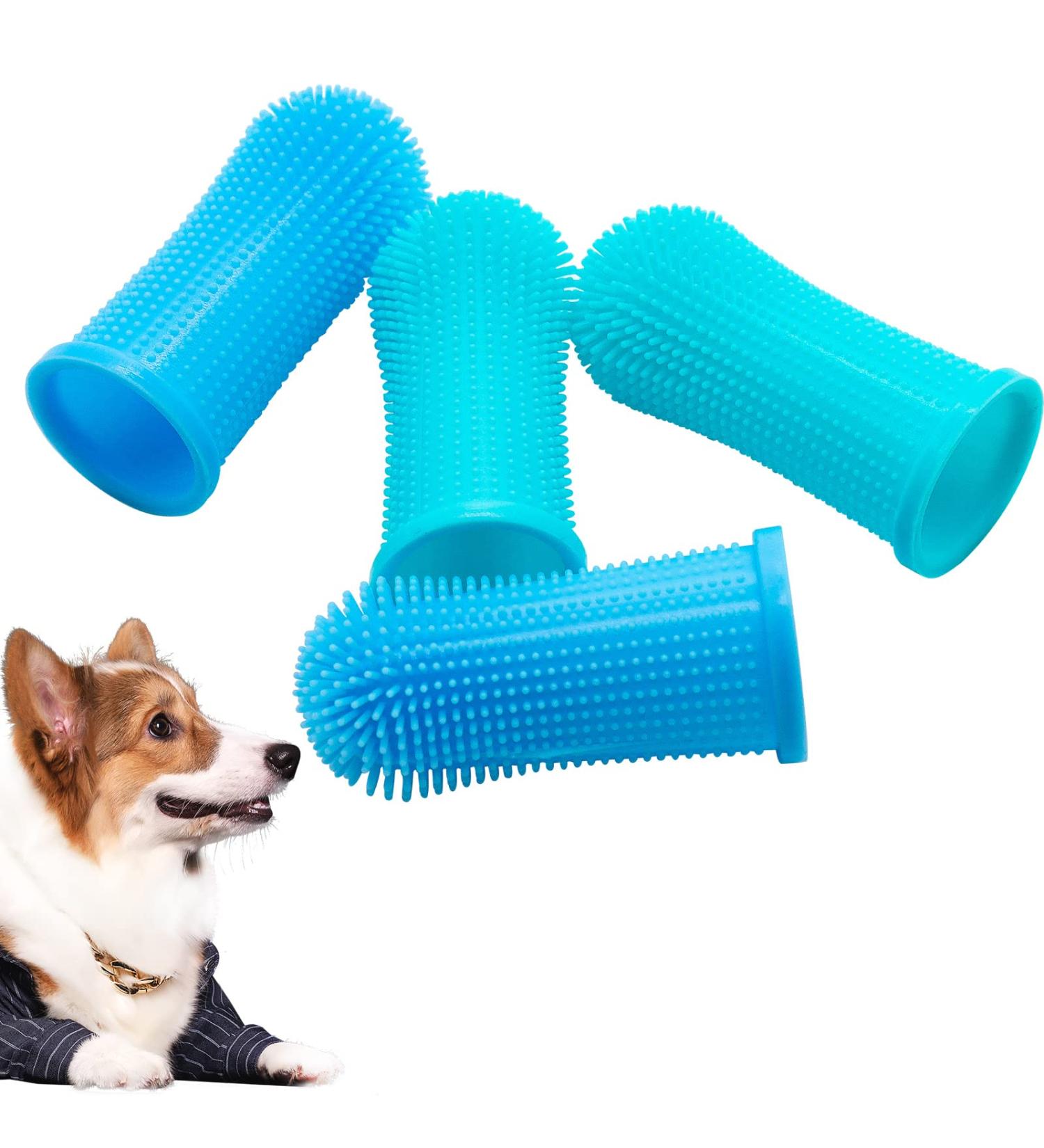 Dog Toothbrush Dog Finger Toothbrush Pet Teeth Cleaning Kit Brush 360 Silicone Finger Teeth Brush for Pets Dogs Cat Puppy with Box 4 Pcs - Buy Online on GoSupps.com