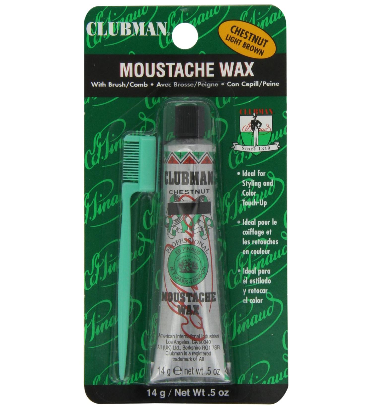 Clubman Moustache Wax - Chestnut 0.5 oz | Hang Pack | Premium Quality - Buy Online on GoSupps.com