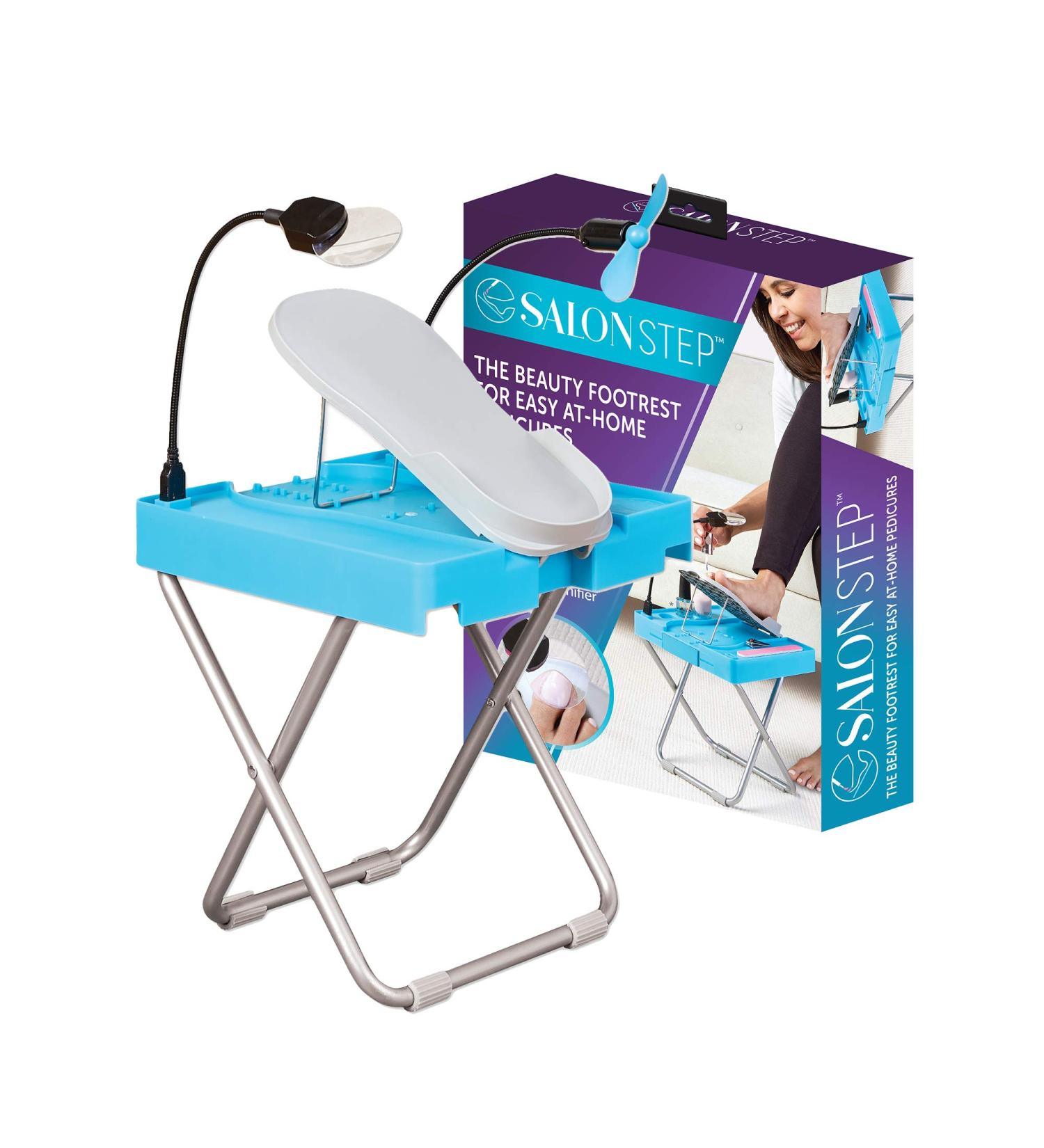 Salon Step Beauty Footrest w/ LED Magnifier & Storage - Easy At-Home Pedicures - Buy Online on GoSupps.com
