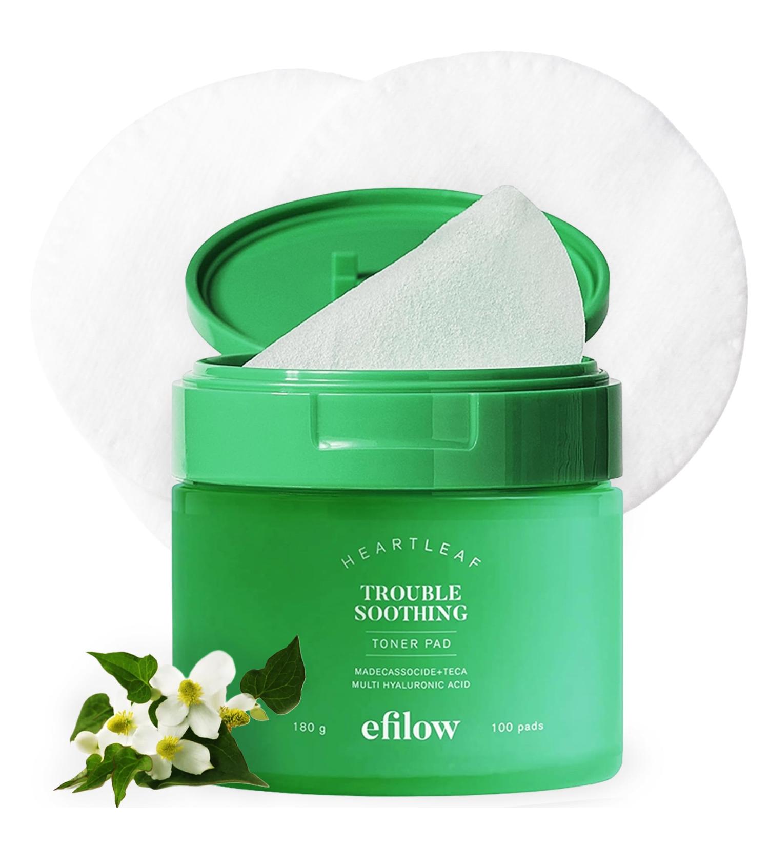 Efilow Heartleaf Trouble Soothing Toner Pads | Ultra-Slim Face Pads for Hydration and Calming Skincare 100 Count 180g - Buy Online on GoSupps.com